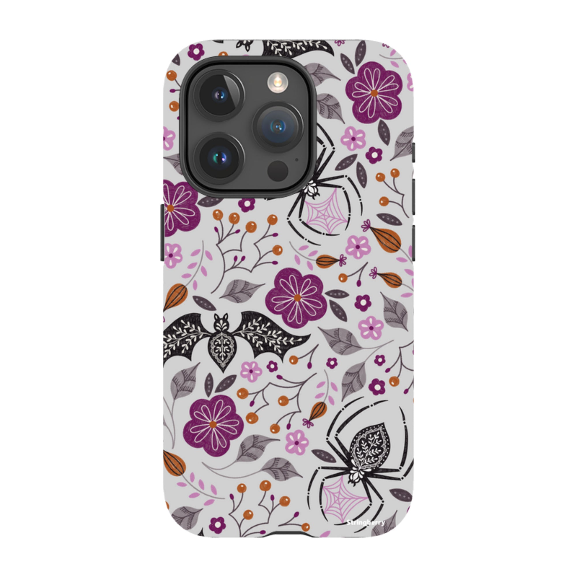 iPhone MagSafe Tough Case -  Spider Bat Pattern Grey By Jenny Zemanek