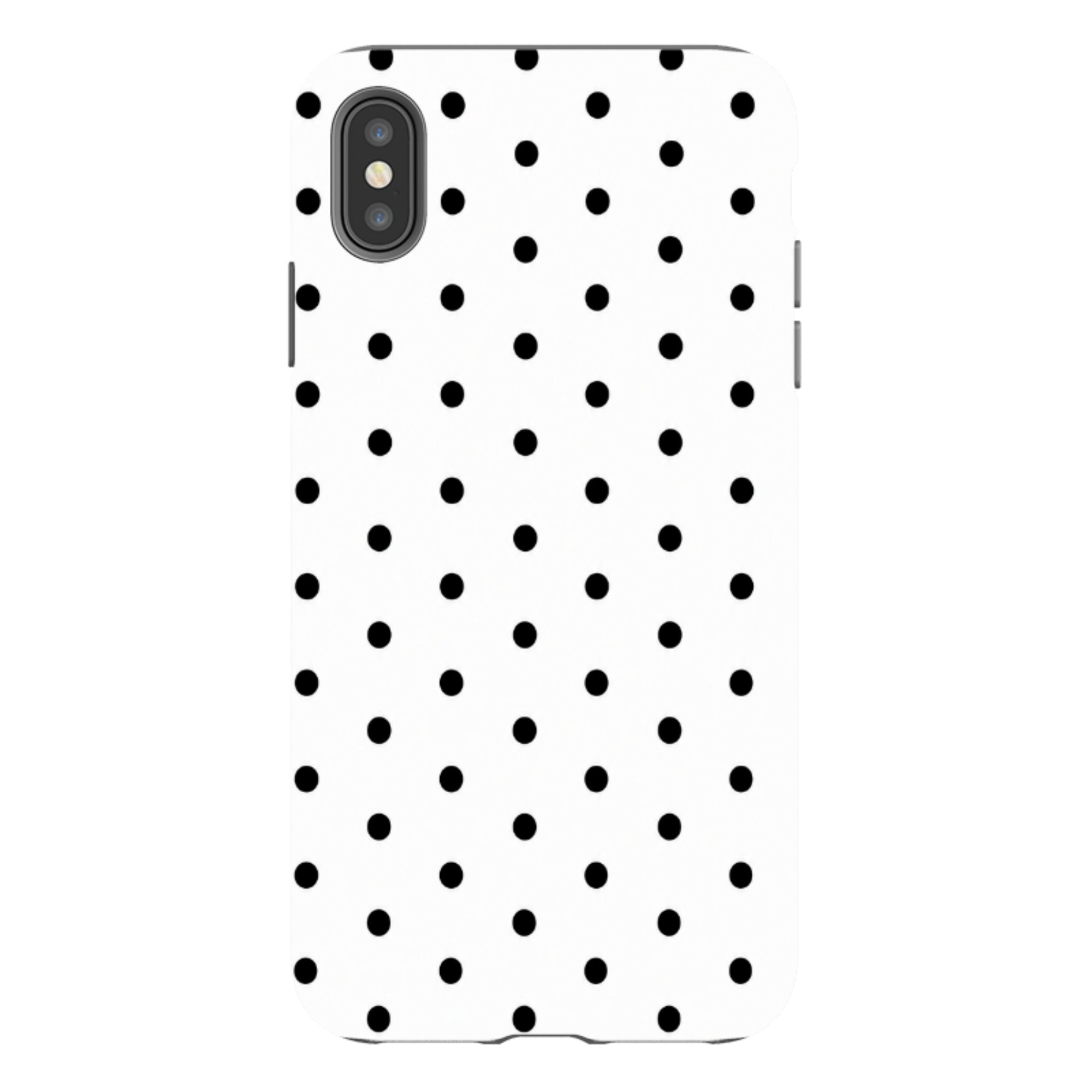 iPhone Tough Case - White & Black Polka Dot