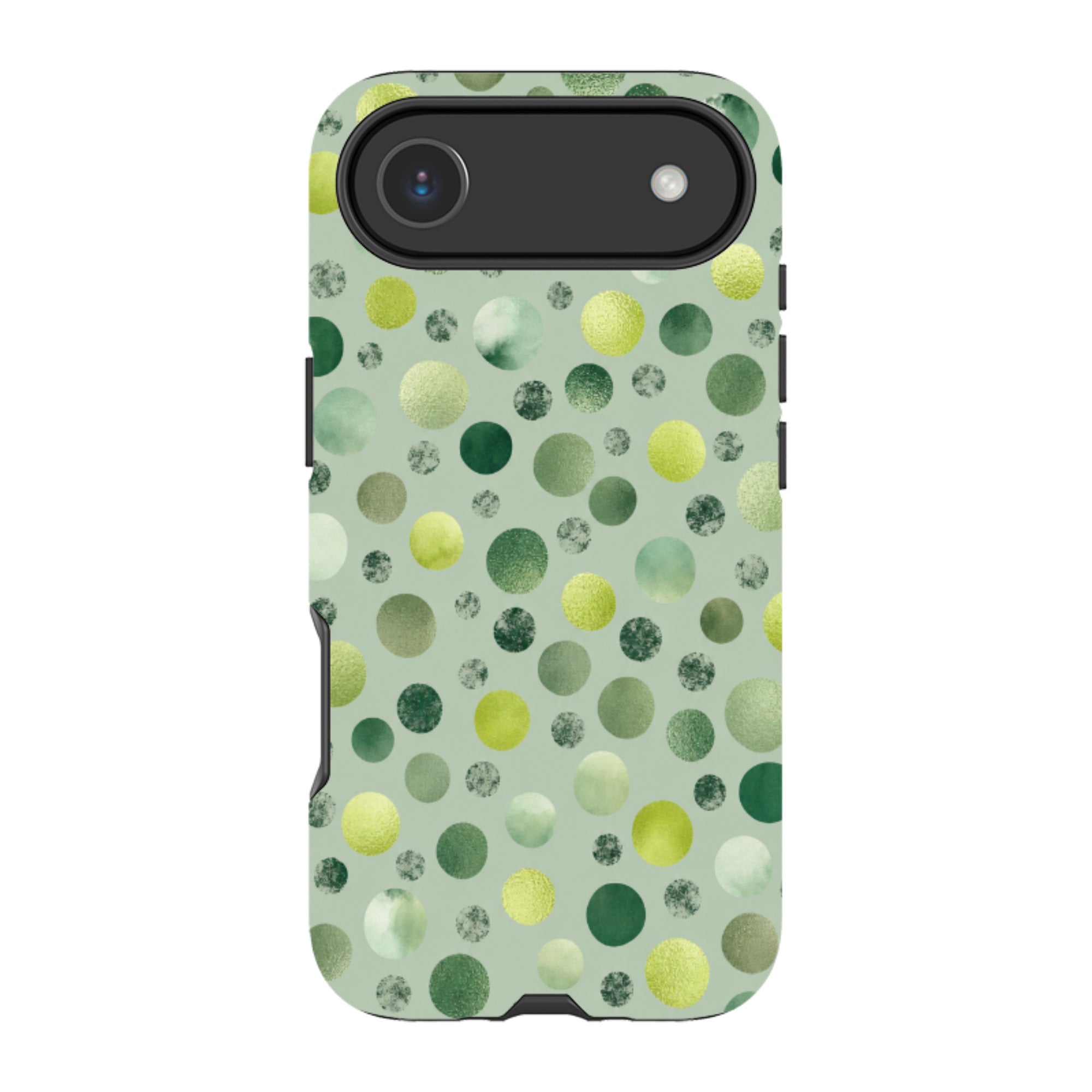 iPhone Tough Case - Sage Green Polka Dot
