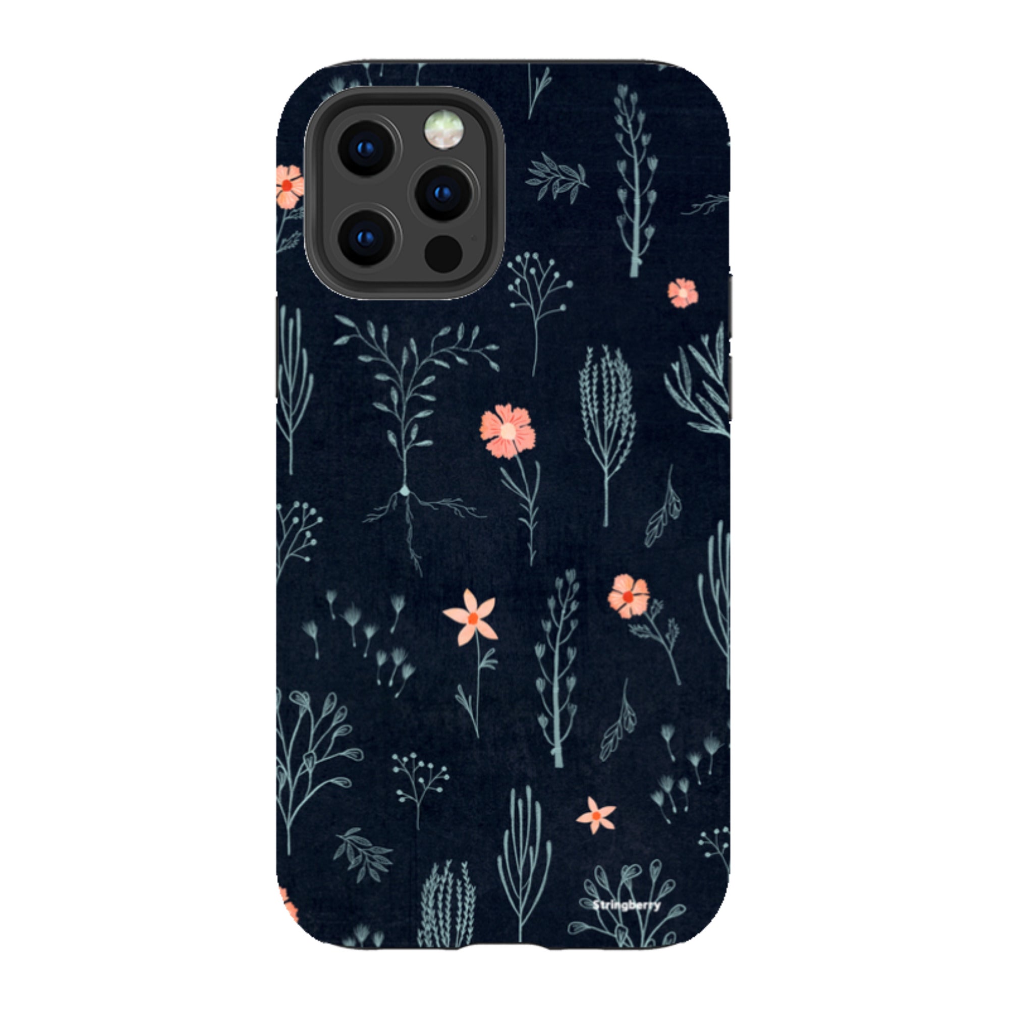 iPhone Tough Case - Floral Light Blue And Pink By Katherine Quinn