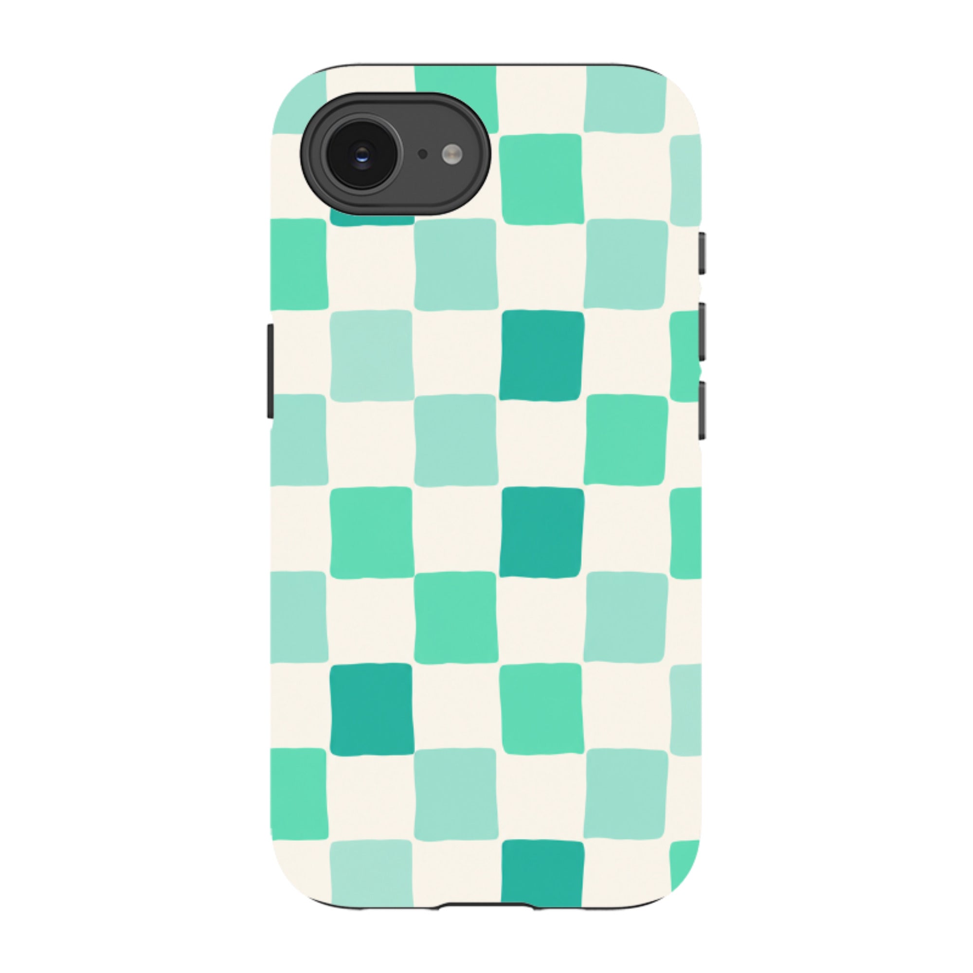 iPhone Tough Case - Mint Green Checkerboard
