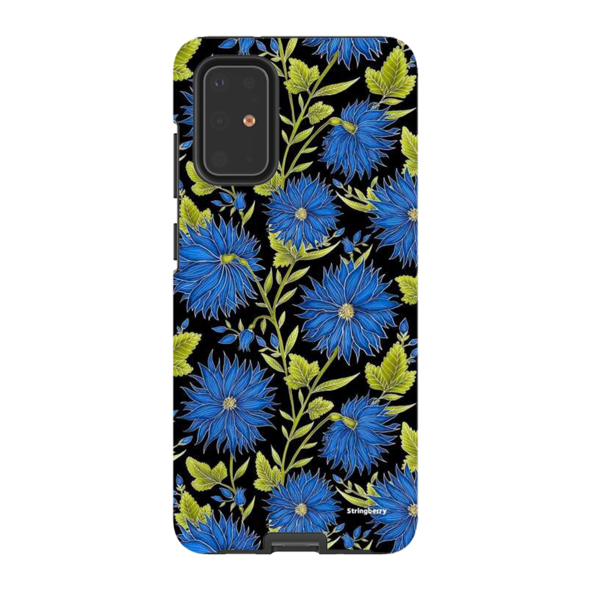 Samsung Tough Case - Blue Flowers Black By Catherine Rowe