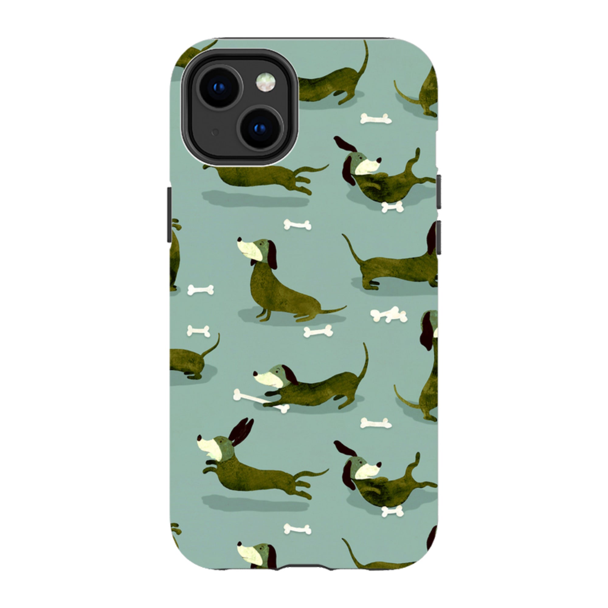 iPhone Tough Case - Dash Dogs Green By Katherine Quinn