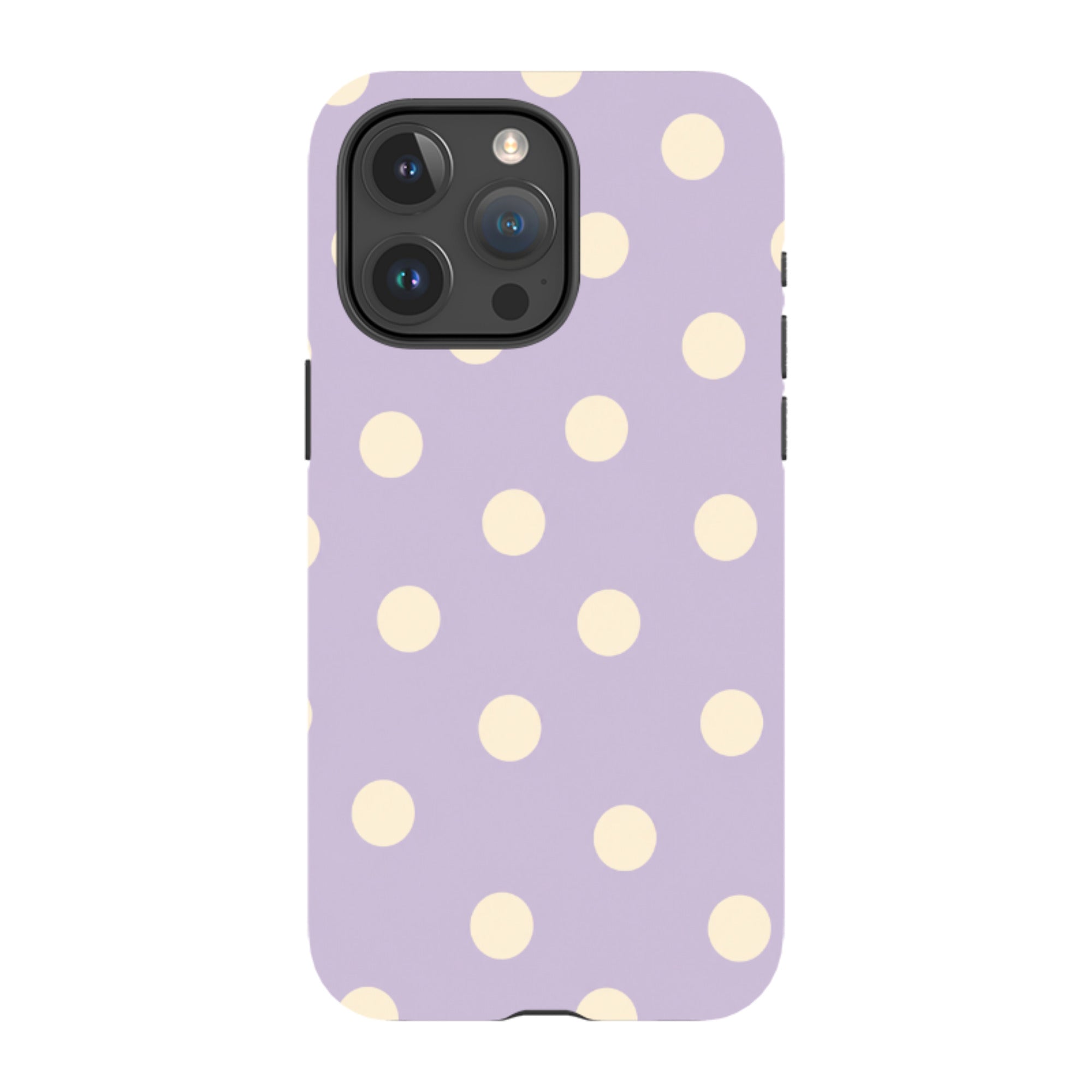 iPhone Tough Case - Pastel Purple & Cream Polka Dot