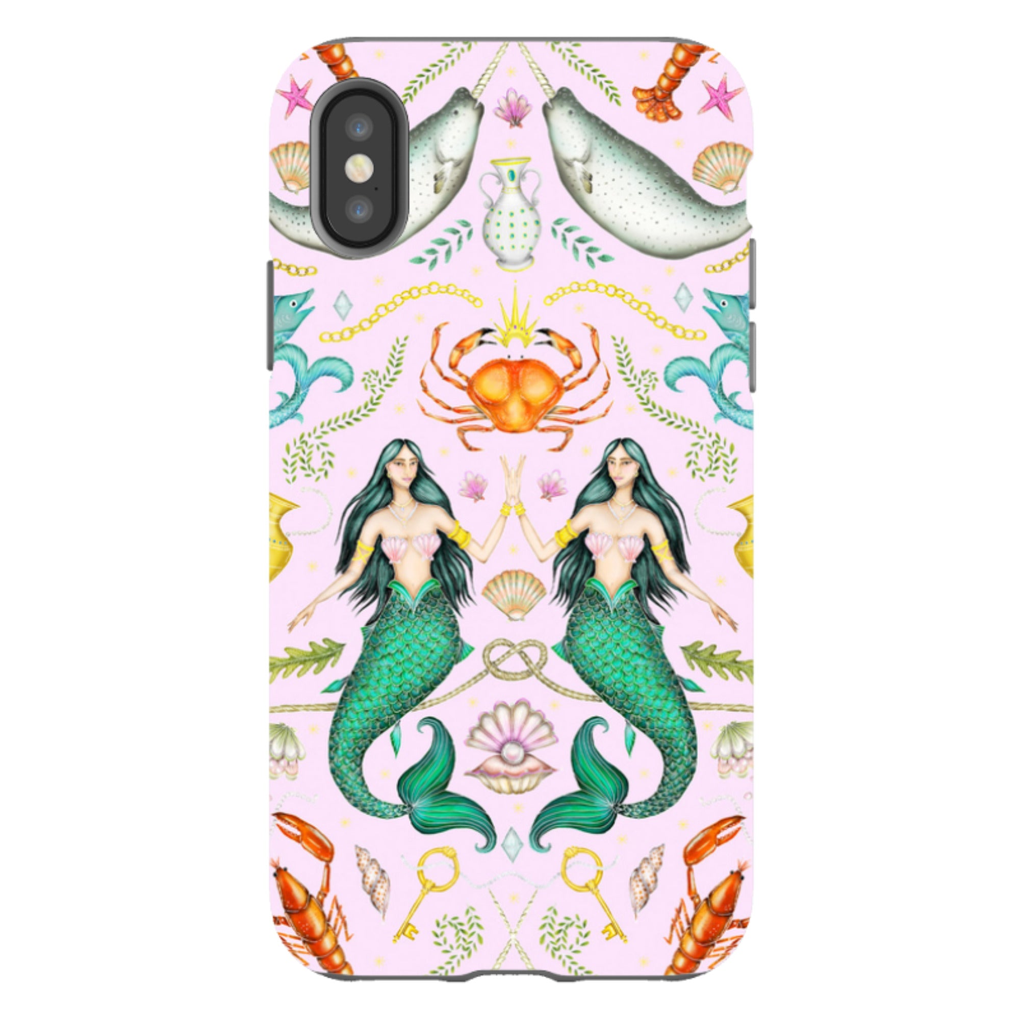 iPhone Tough Case - Tritons Treasure Pink By Catherine Rowe