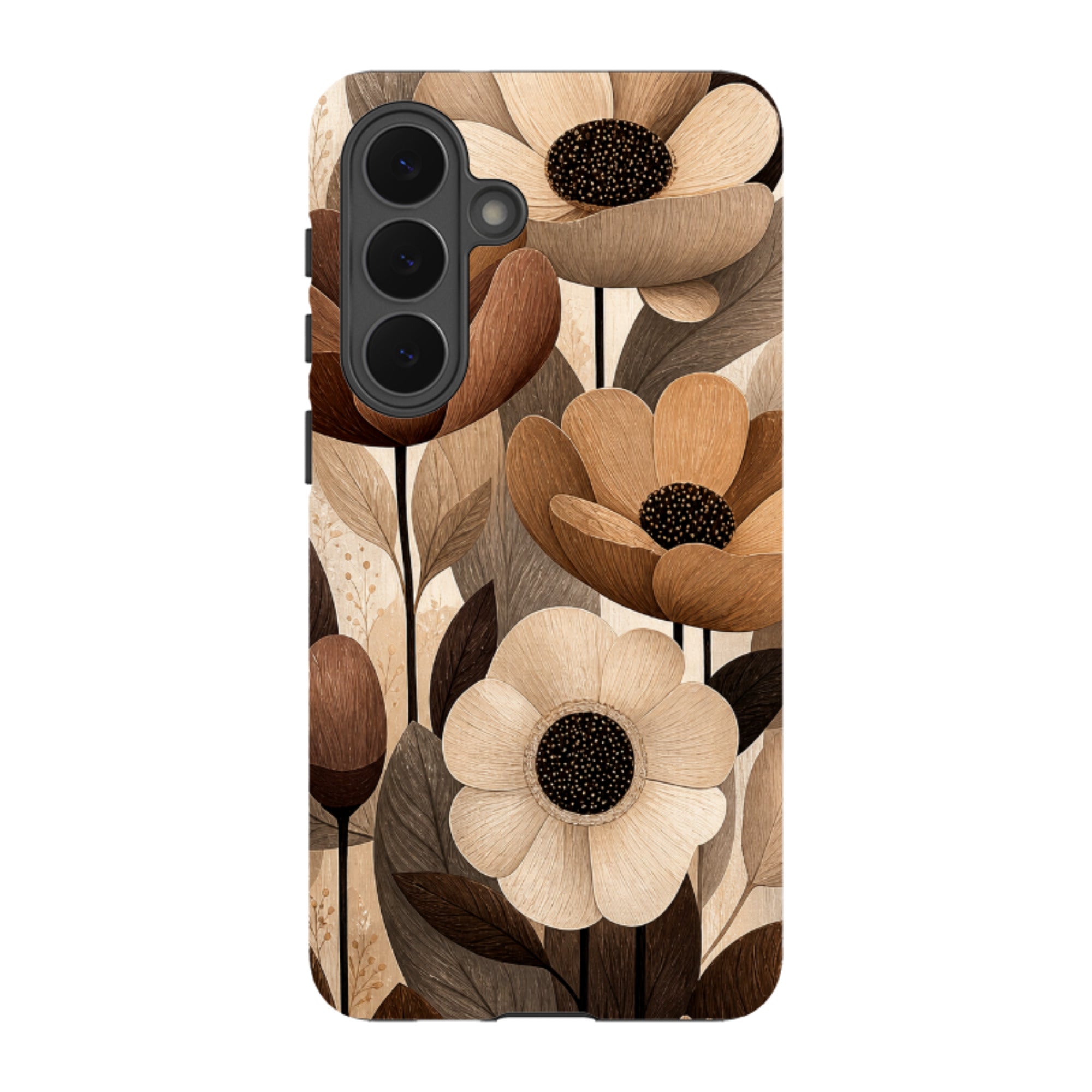 Samsung Tough Case - Chocolate Woodgrain Floral