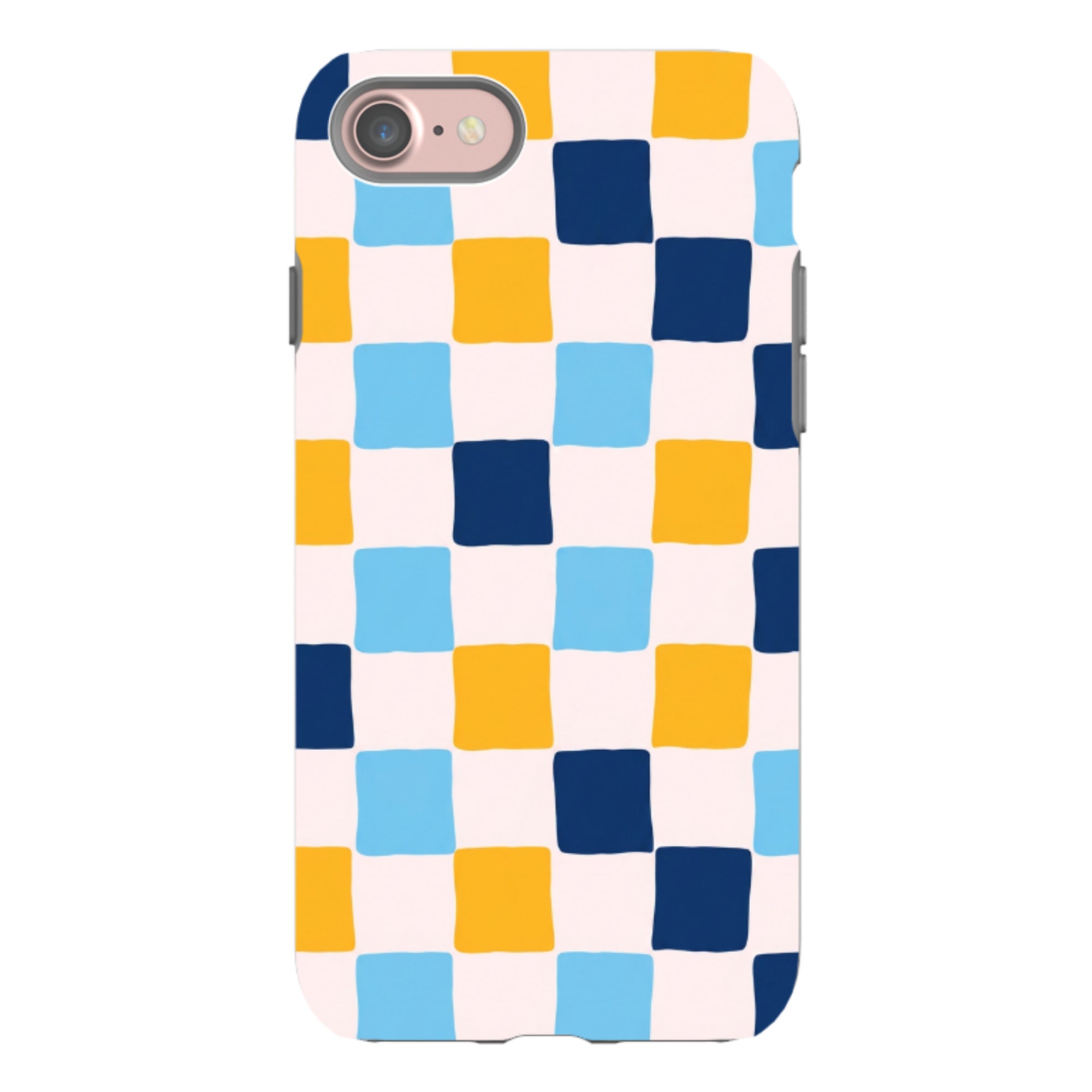 iPhone Tough Case - Blue & Yellow Checkerboard