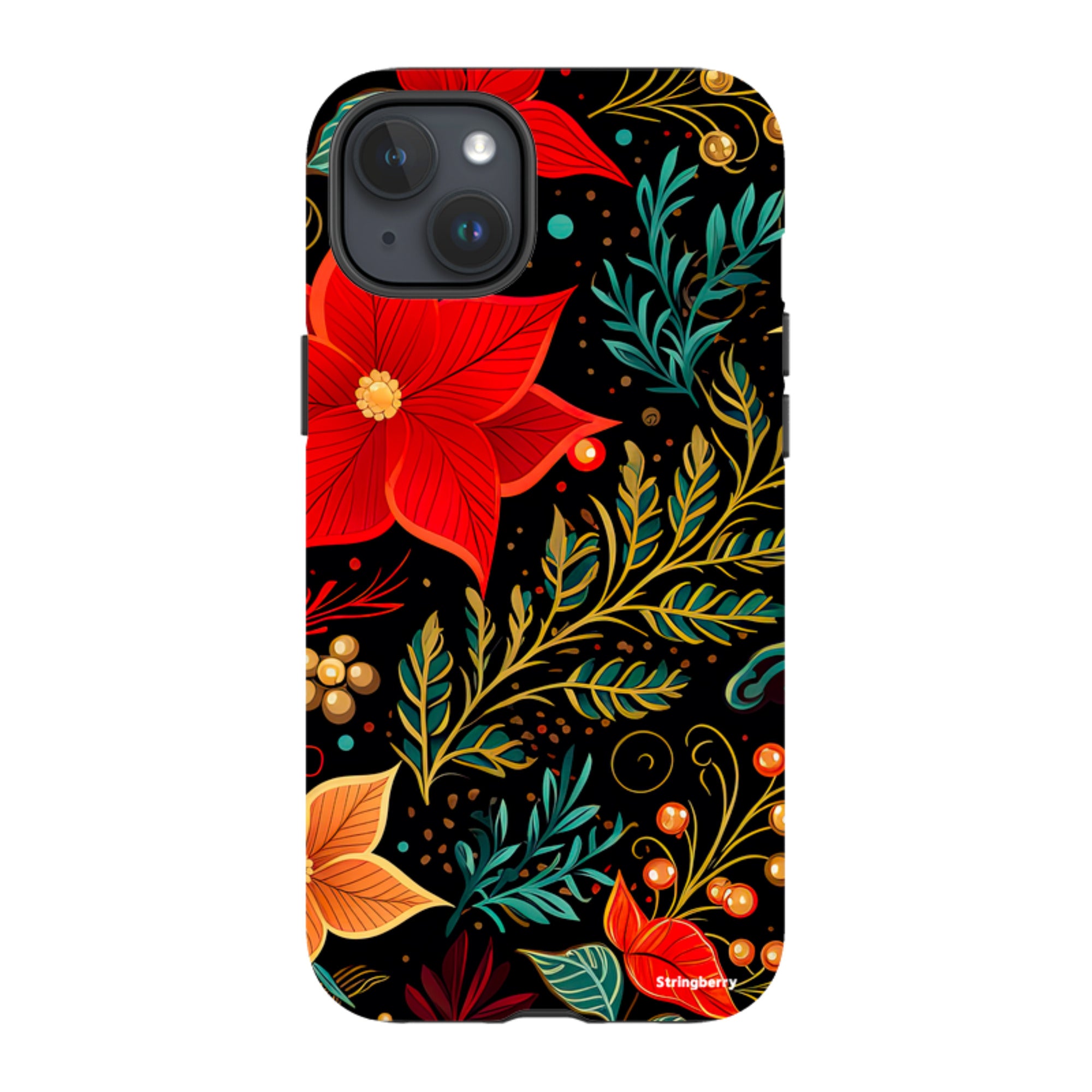iPhone Tough Case - Red Winter Floral II