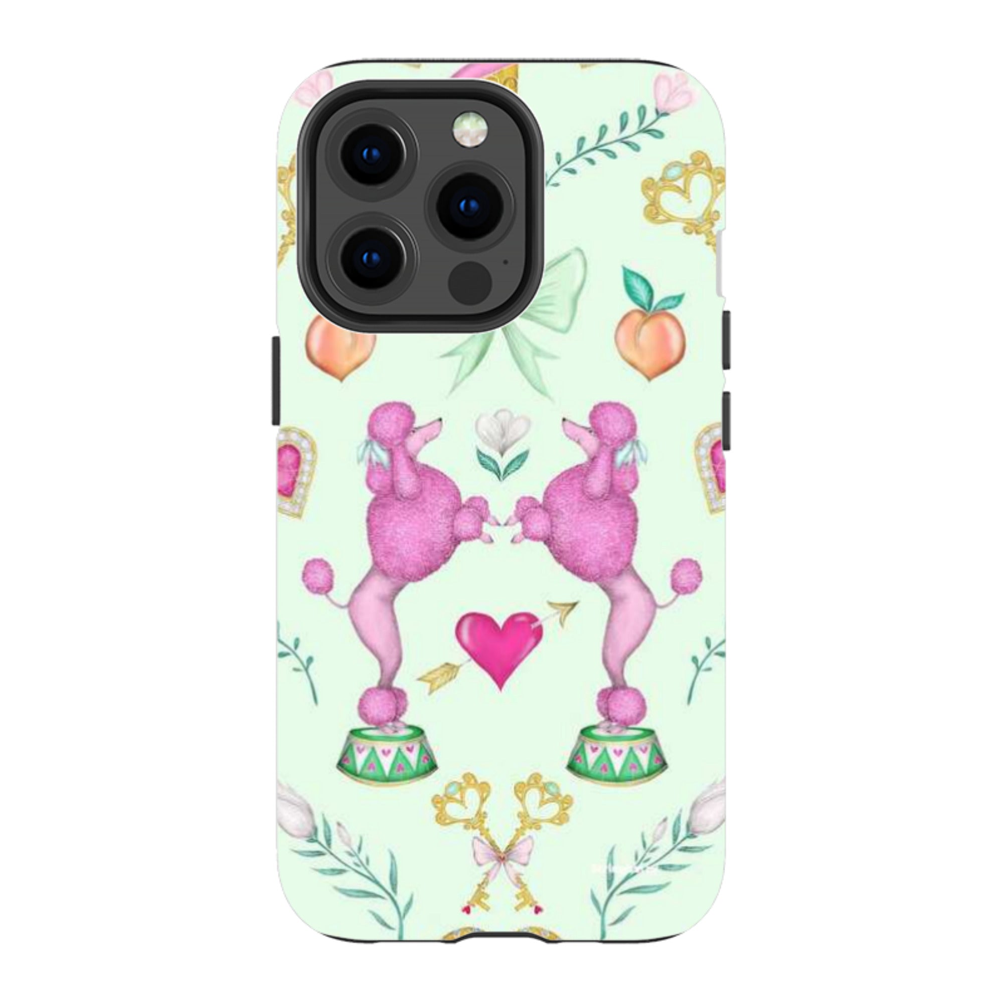 iPhone Tough Case - Pink Poodle Parlour Mint By Catherine Rowe