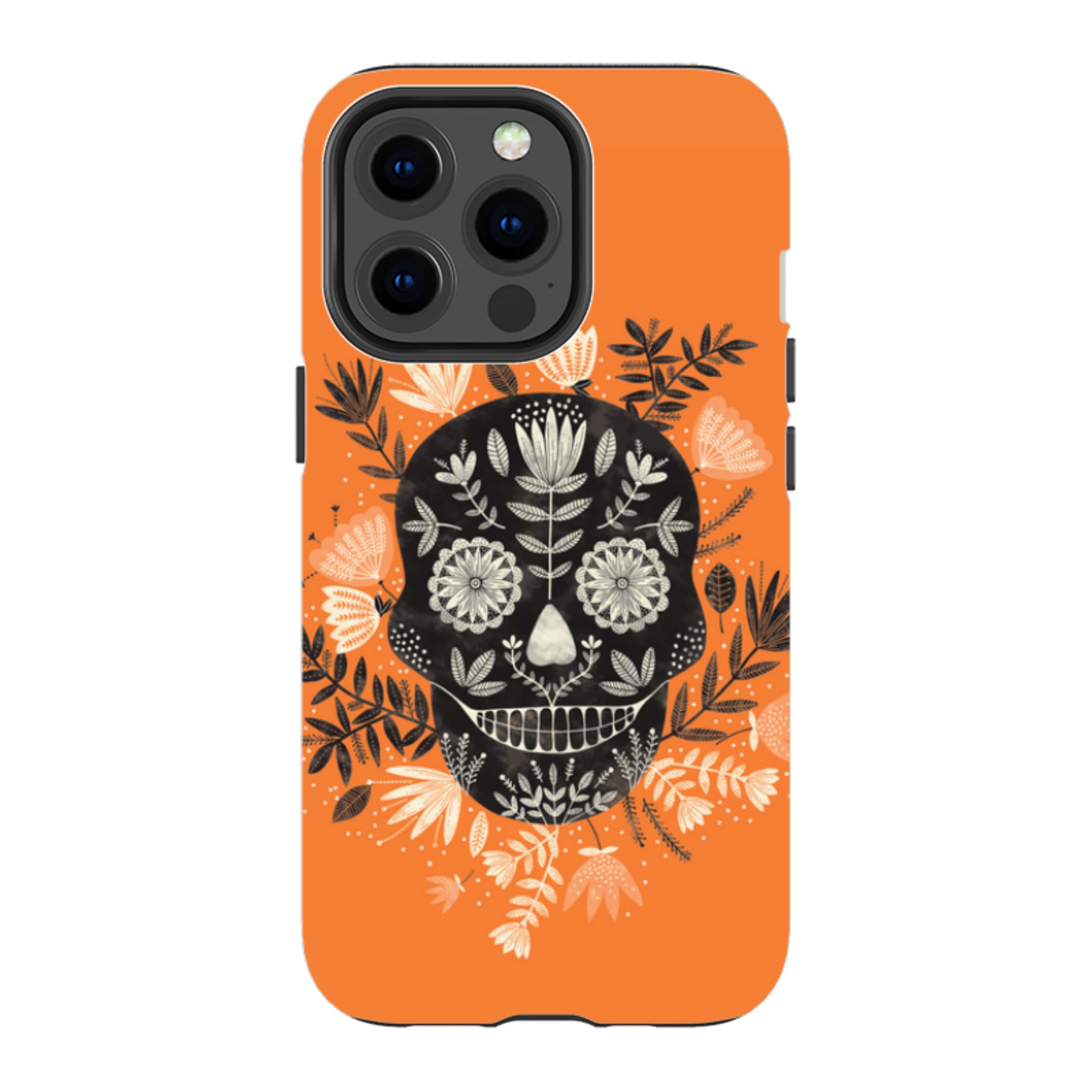 iPhone Tough Case - Sugar Skull Orange By Jade Mosinski