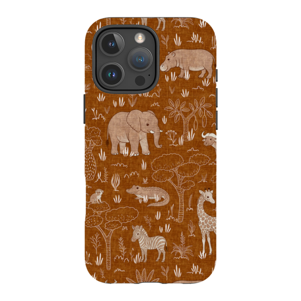 iPhone Tough Case - Savanna Wildlife - Rust By Katherine Quinn