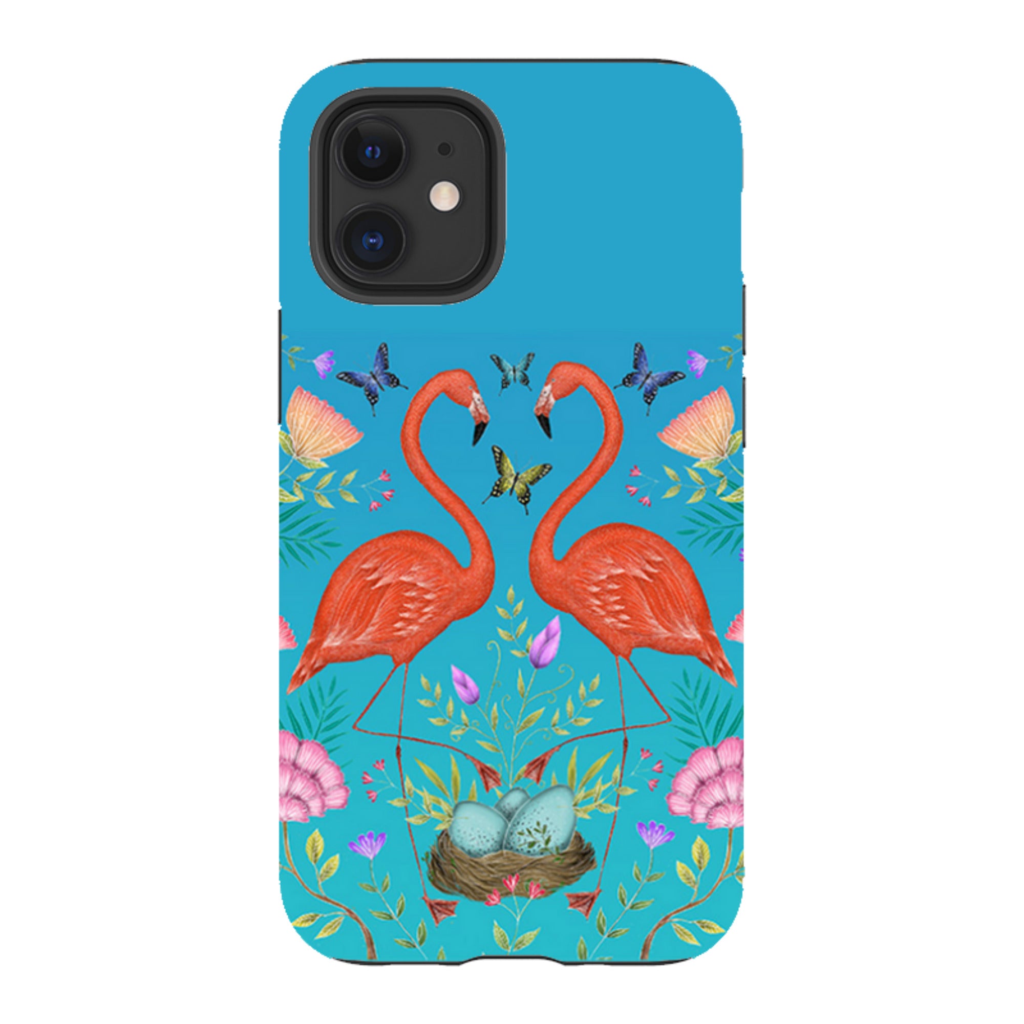 iPhone Tough Case - Flamingos And Flowers By Catherine Rowe
