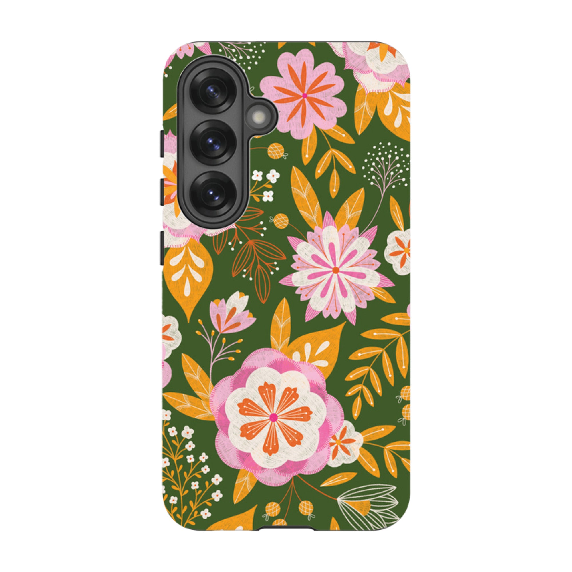 Samsung Tough Case - Big Bold Blooms Green By Jenny Zemanek