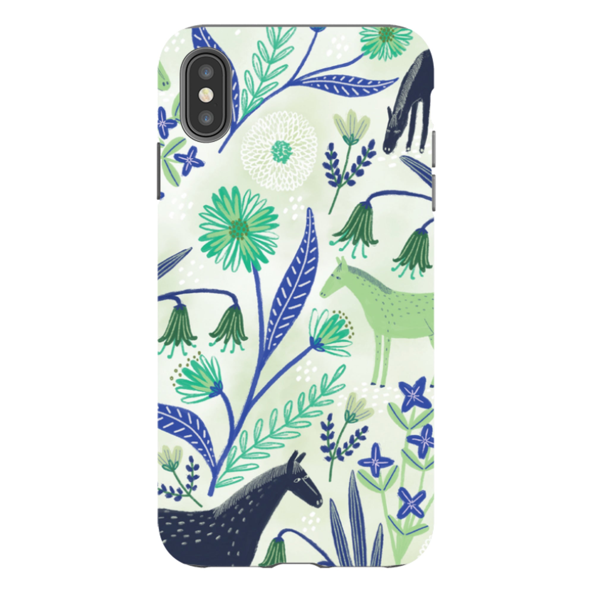 iPhone Tough Case - Wild Ponies Green By Lee Foster Wilson