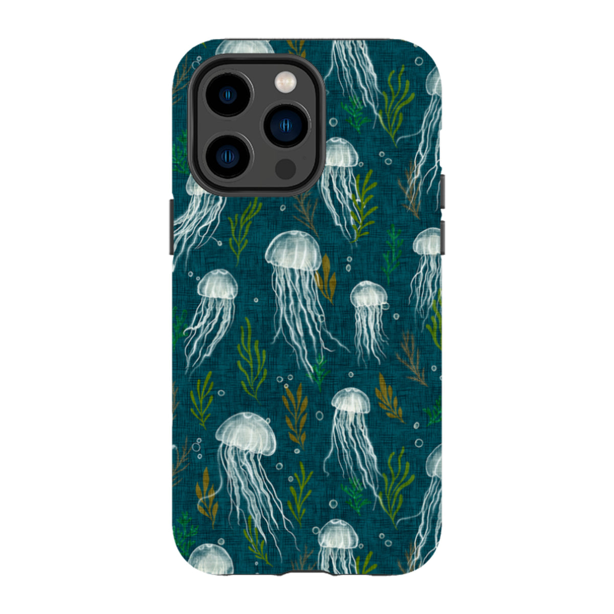 iPhone Tough Case - Jellyfish and seaweed - blue By Katherine Quinn