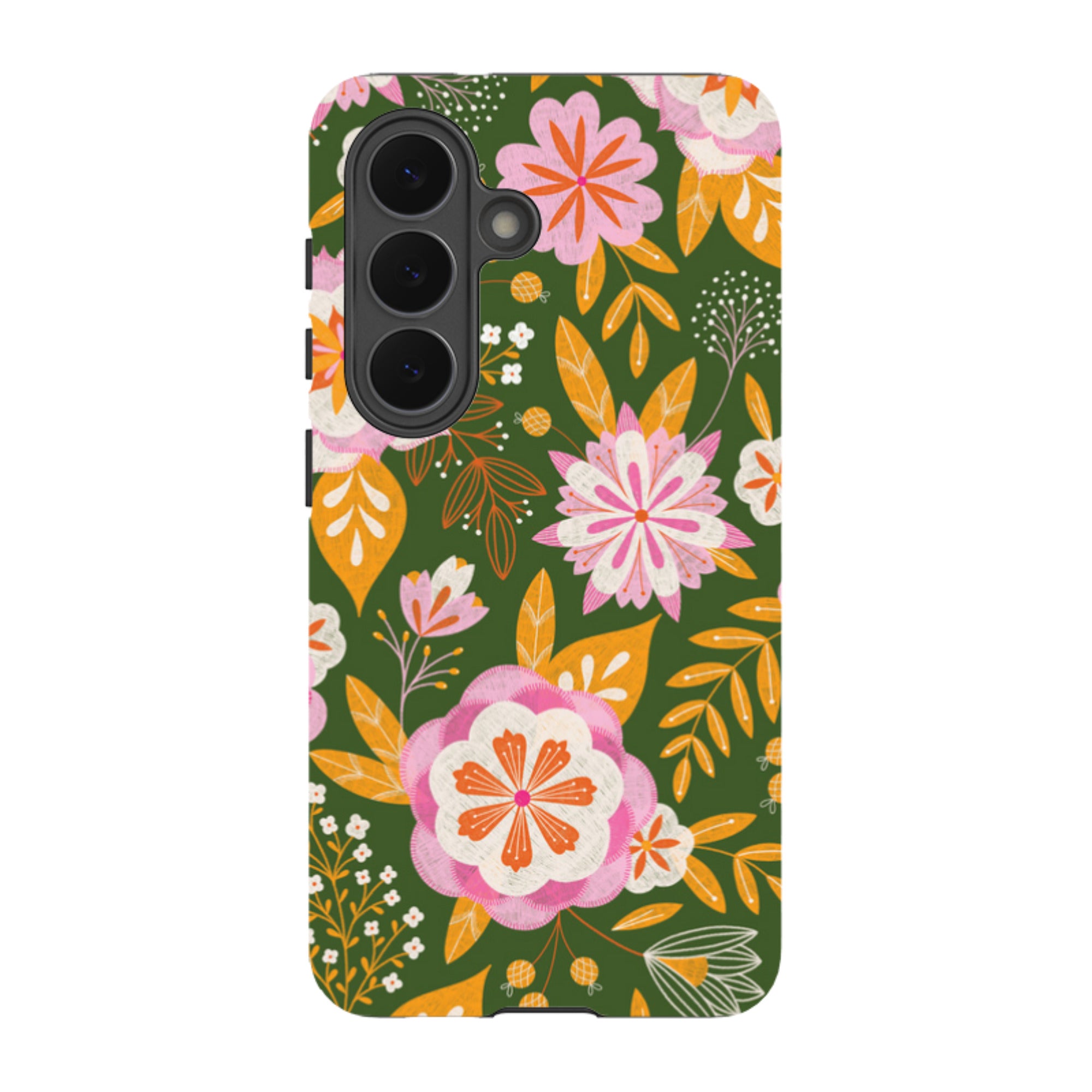 Samsung Tough Case - Big Bold Blooms Green By Jenny Zemanek
