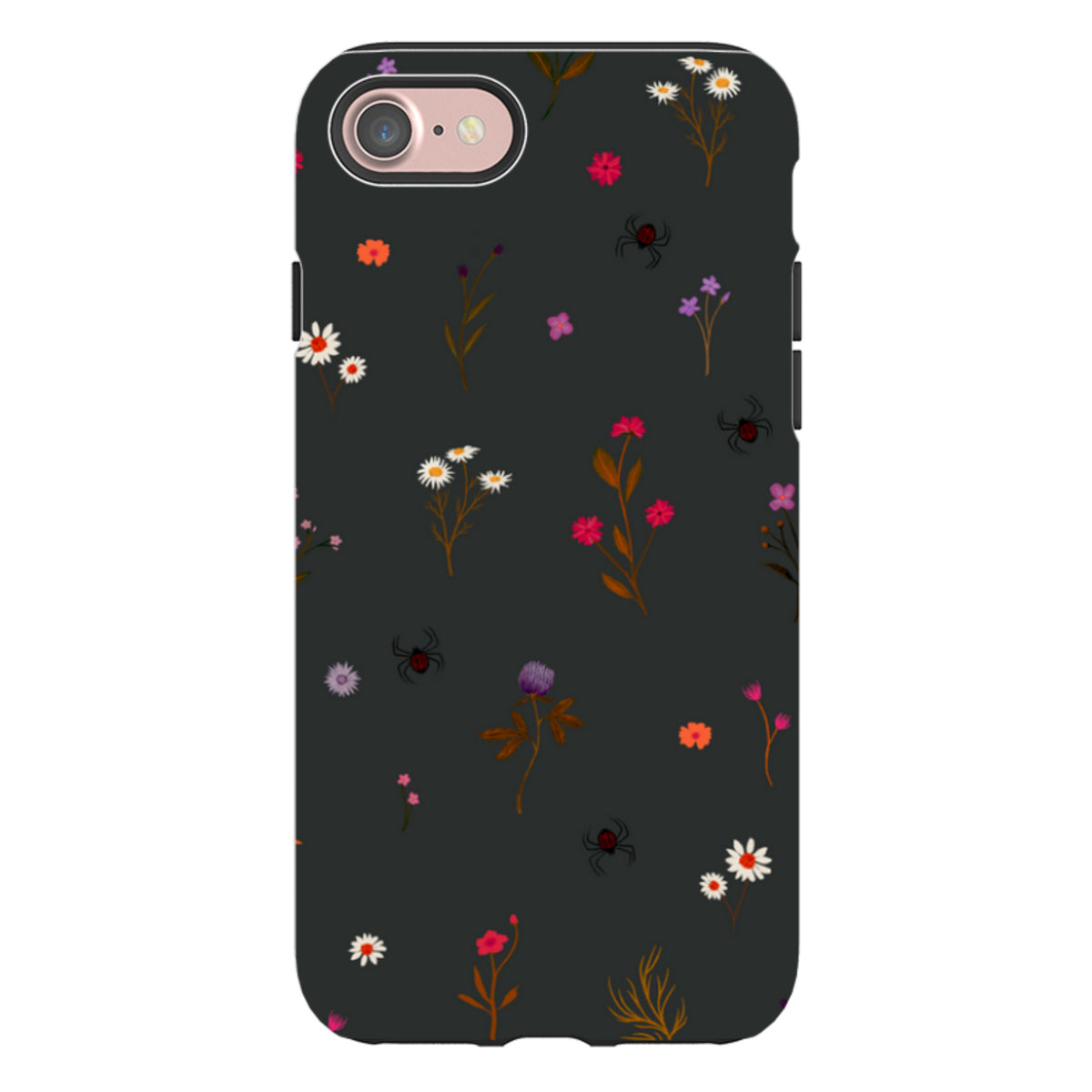 iPhone Tough Case - Florals and Spiders - Charcoal By Katherine Quinn