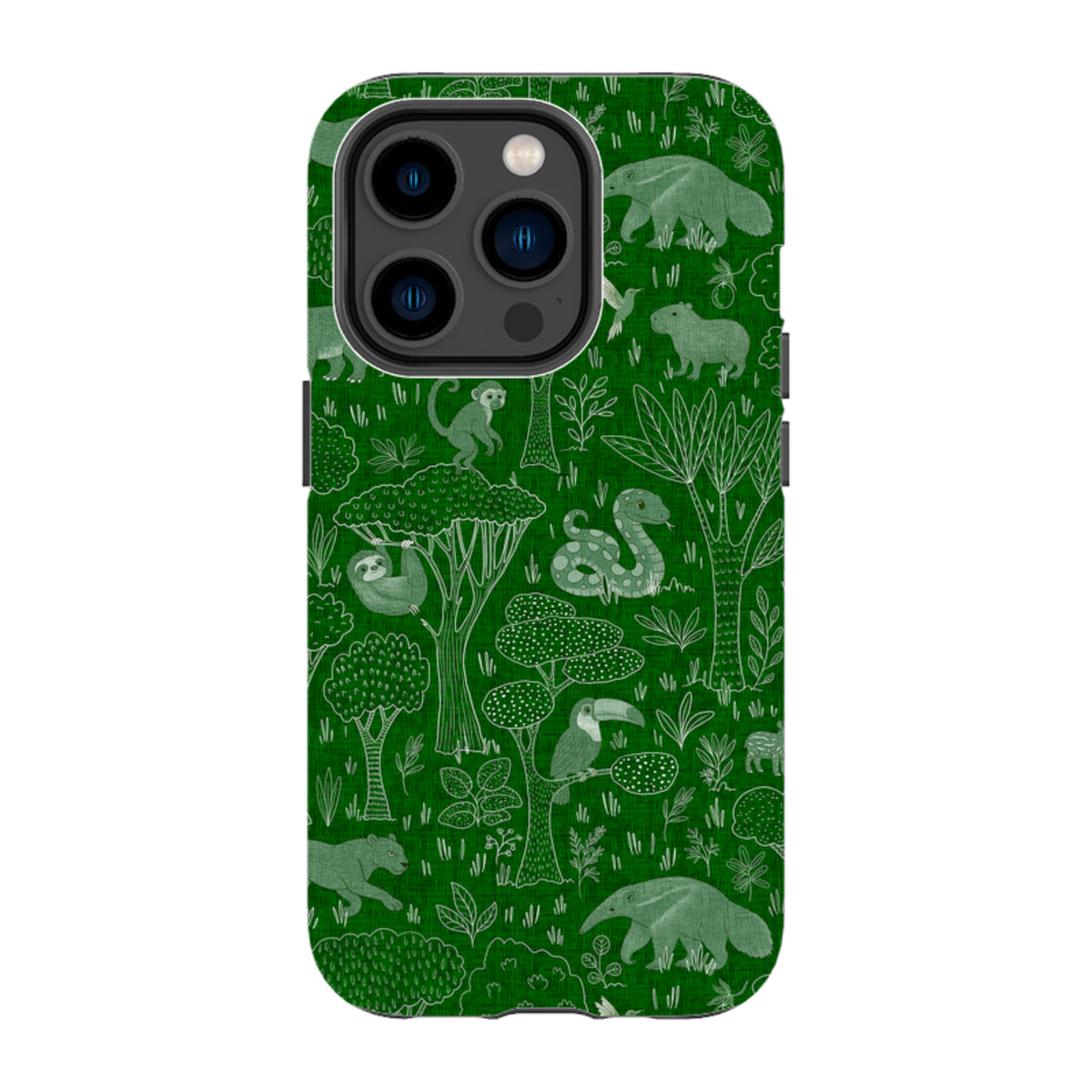 iPhone Tough Case - Tropical Jungle Animals green By Katherine Quinn