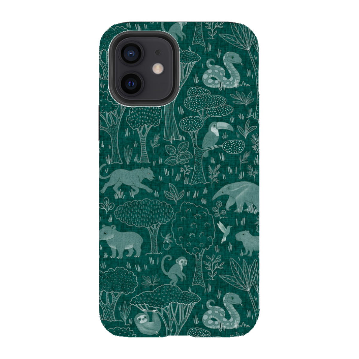 iPhone Tough Case - Tropical Jungle Animals teal By Katherine Quinn