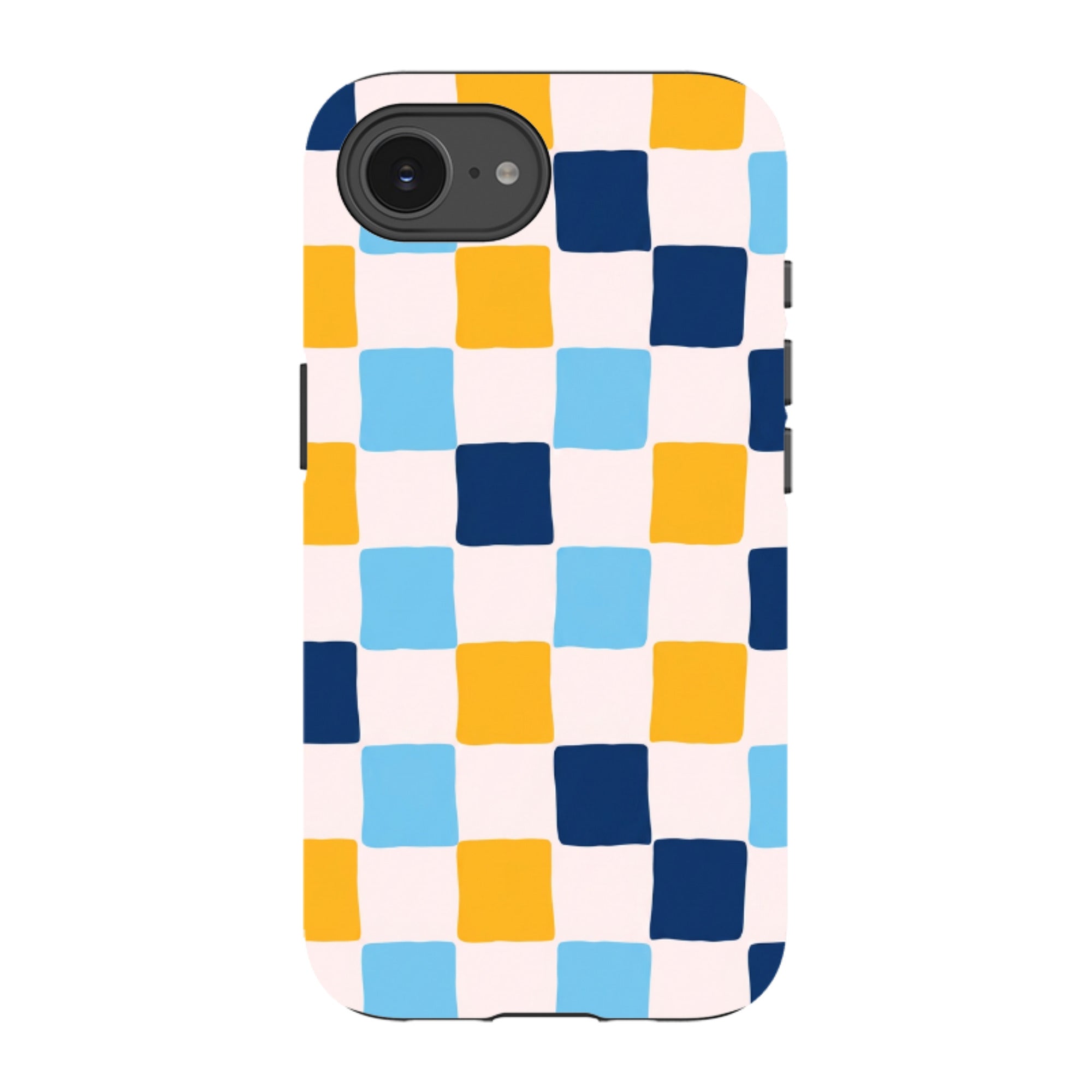 iPhone Tough Case - Blue & Yellow Checkerboard