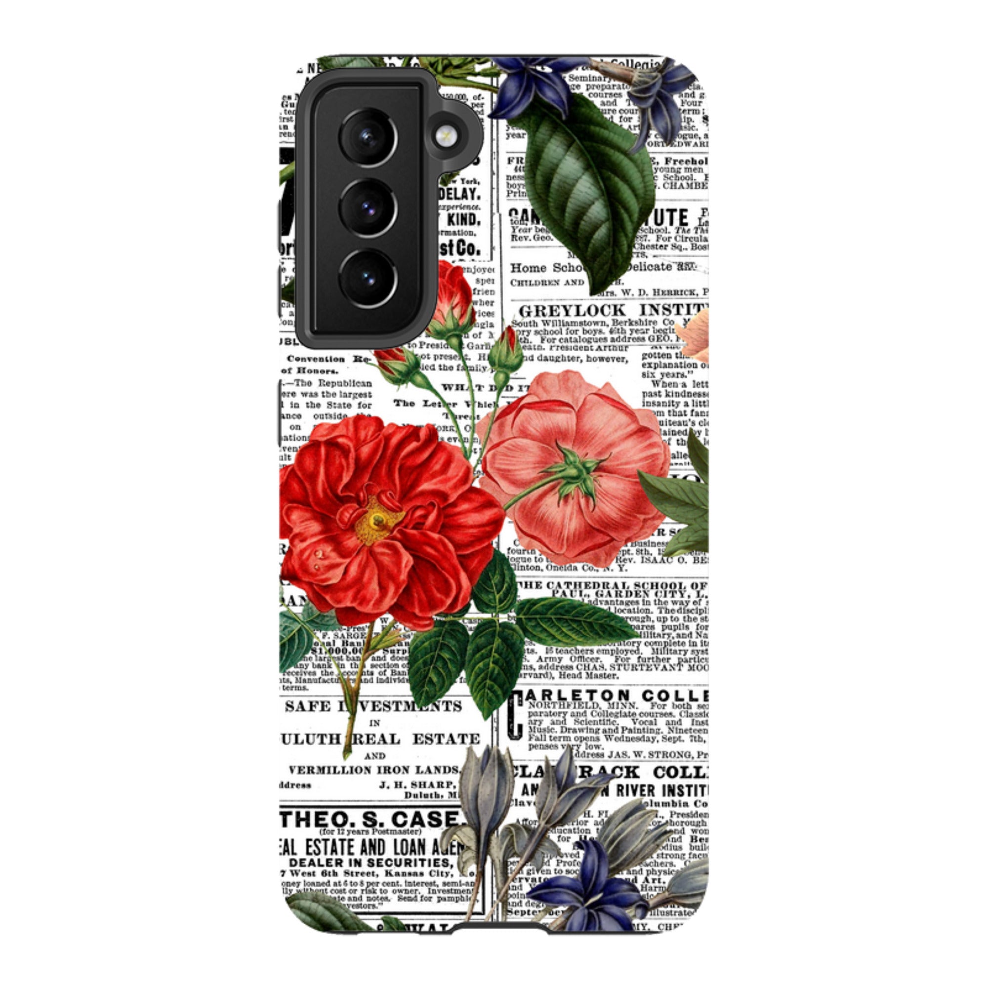 Samsung Tough Case - Floral Newsprint