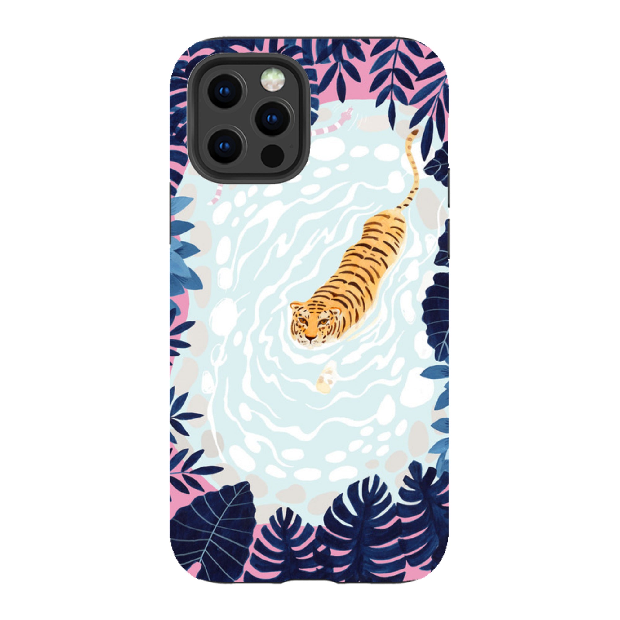 iPhone Tough Case - Swimming Tiger By Bex Parkin