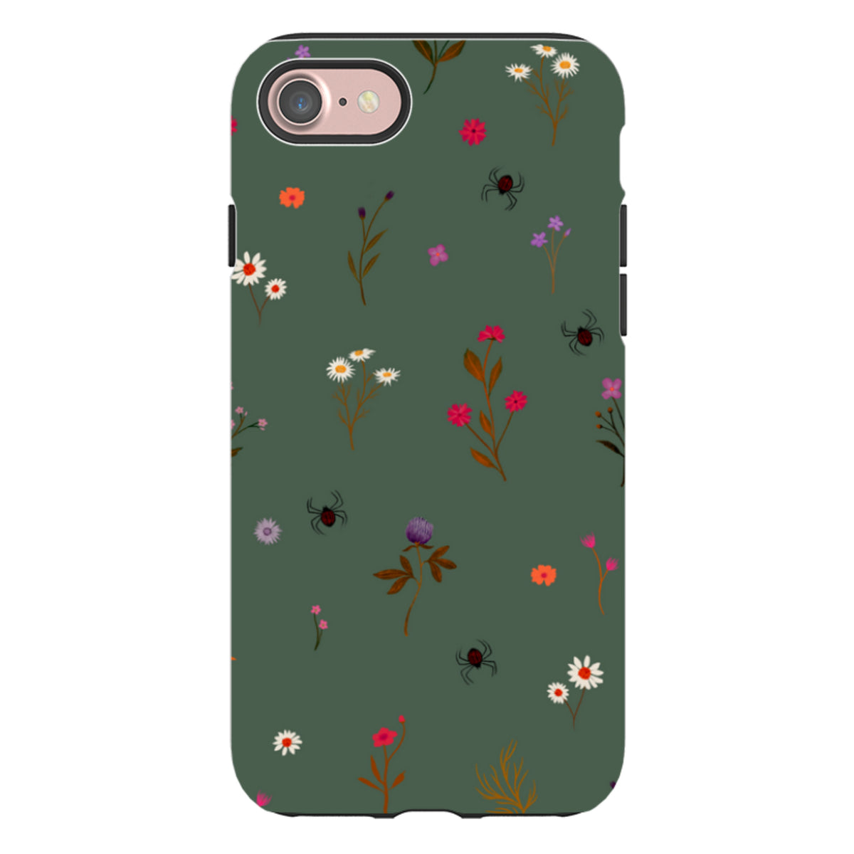 iPhone Tough Case - Florals and Spiders - Pine By Katherine Quinn