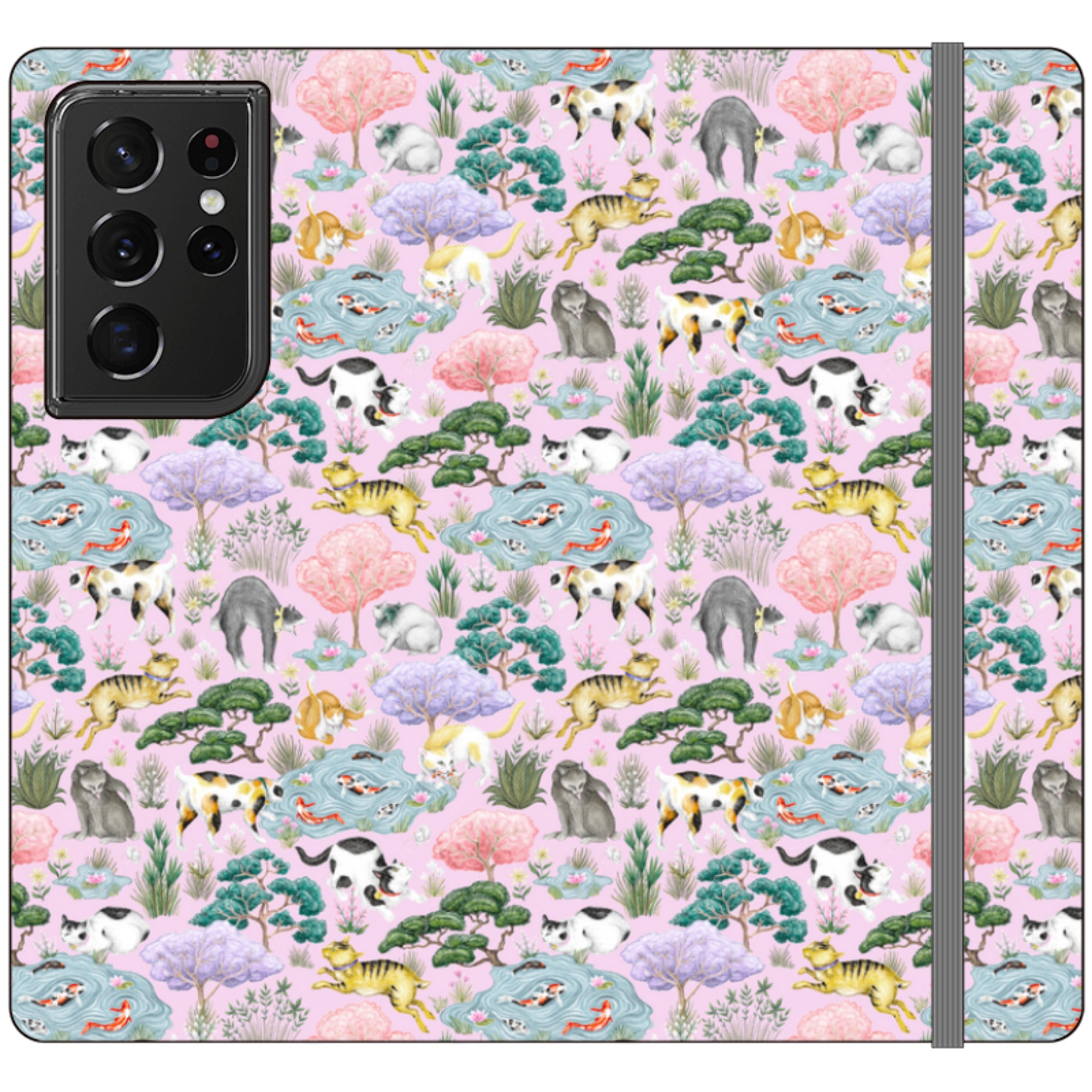 Cat Garden Wallet Case By Catherine Rowe