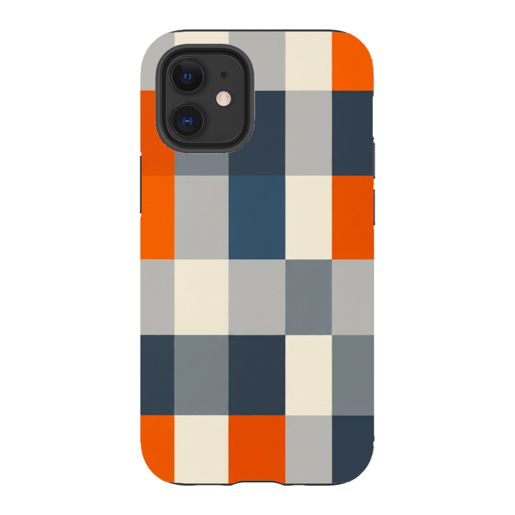 iPhone Tough Case - Navy Blue & Orange Plaid
