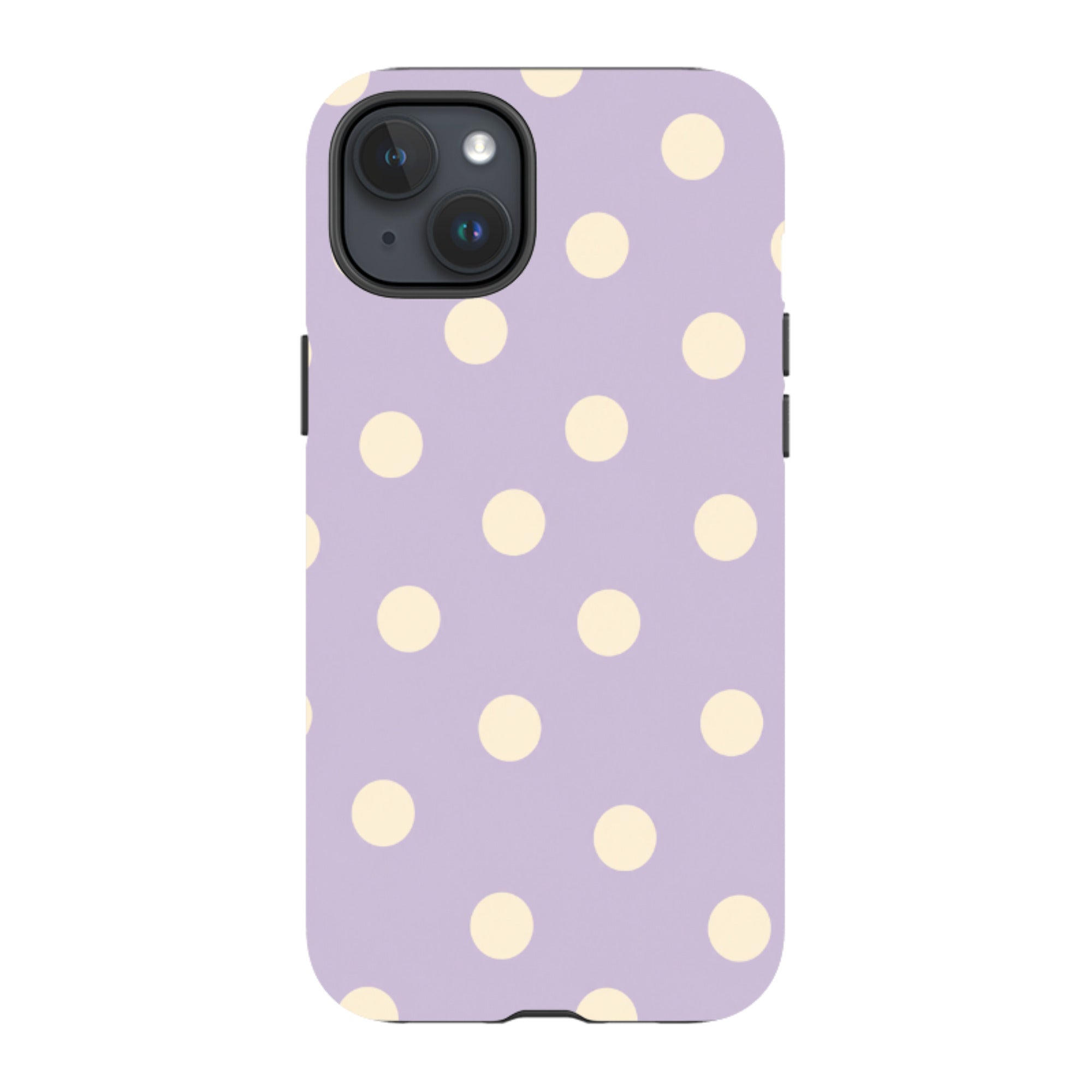 iPhone Tough Case - Pastel Purple & Cream Polka Dot
