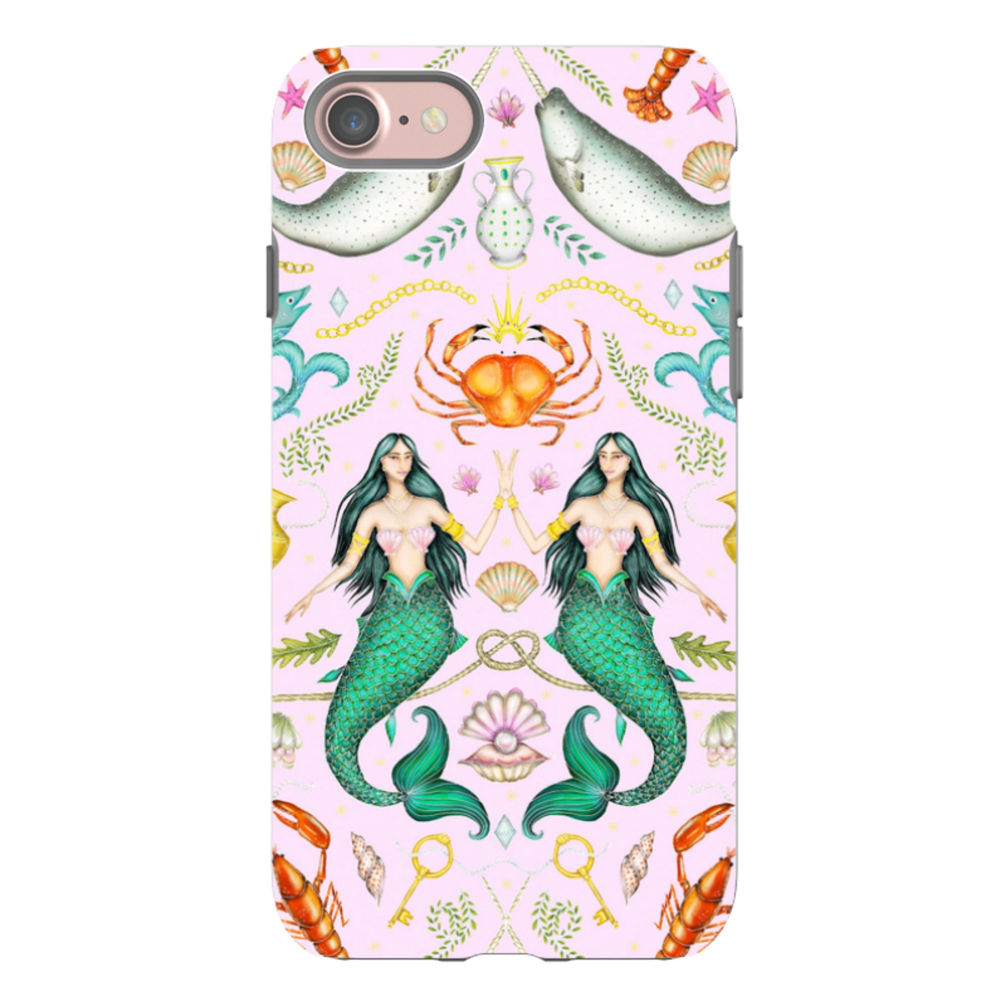 iPhone Tough Case - Tritons Treasure Pink By Catherine Rowe