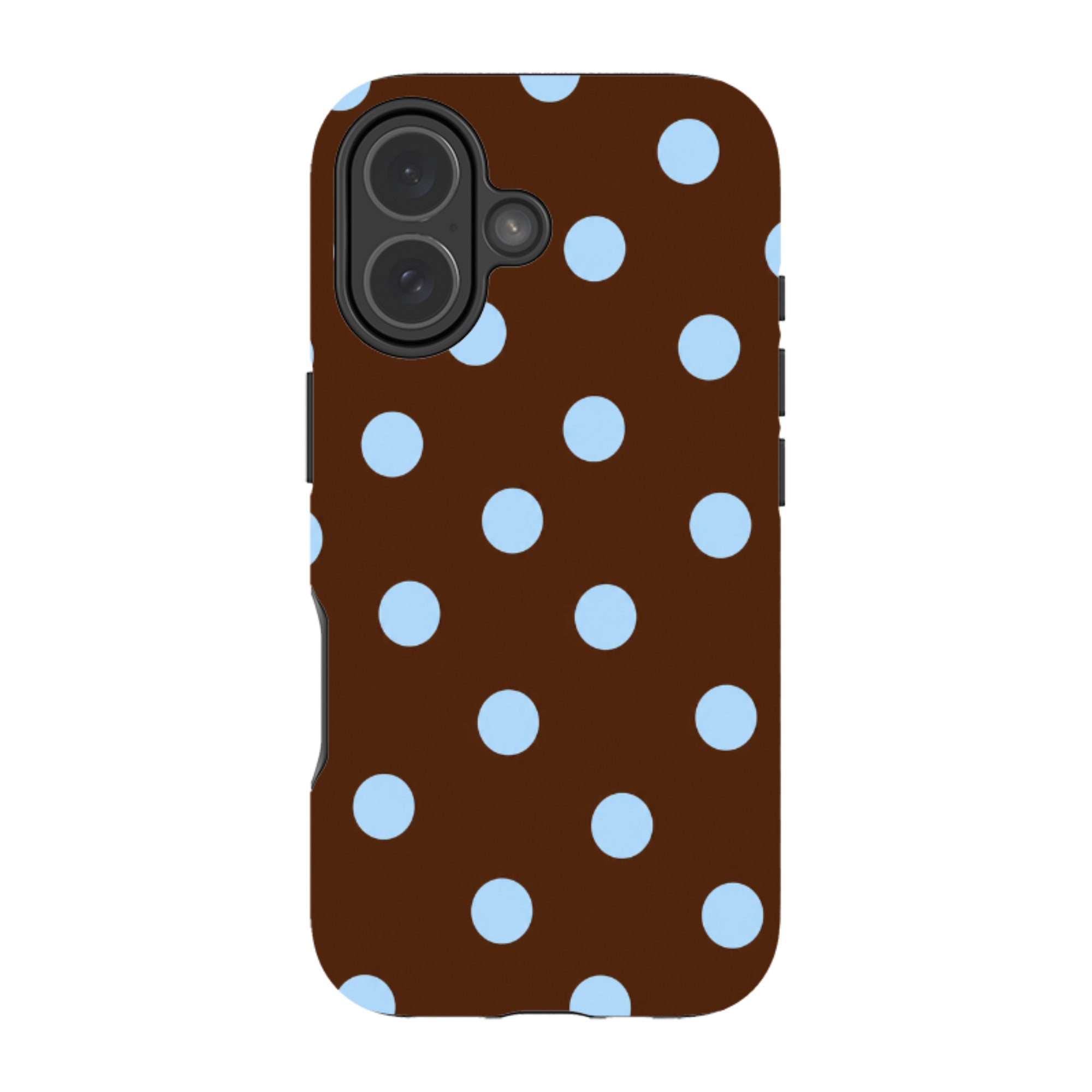 iPhone MagSafe Tough Case - Chocolate Brown & Baby Blue Polka Dot