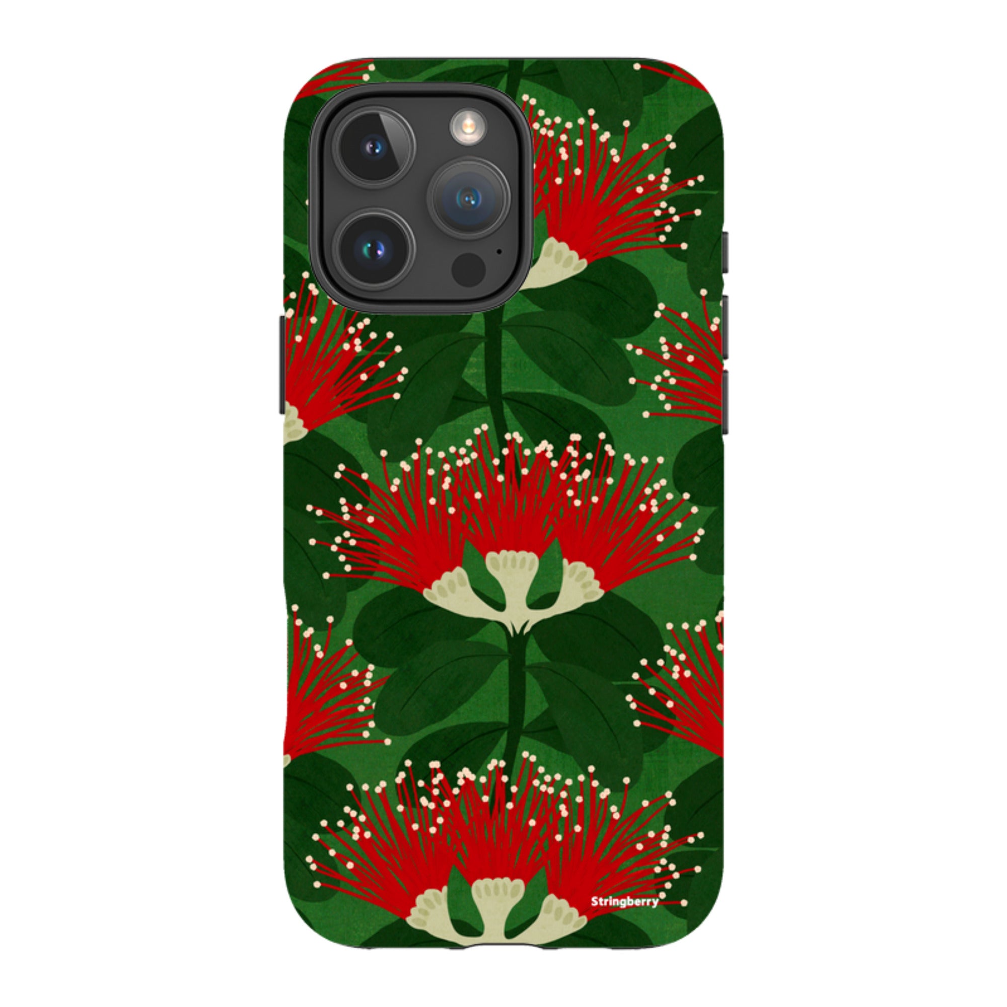 iPhone MagSafe Tough Case - Pohutukawa Green and Red By Katherine Quinn