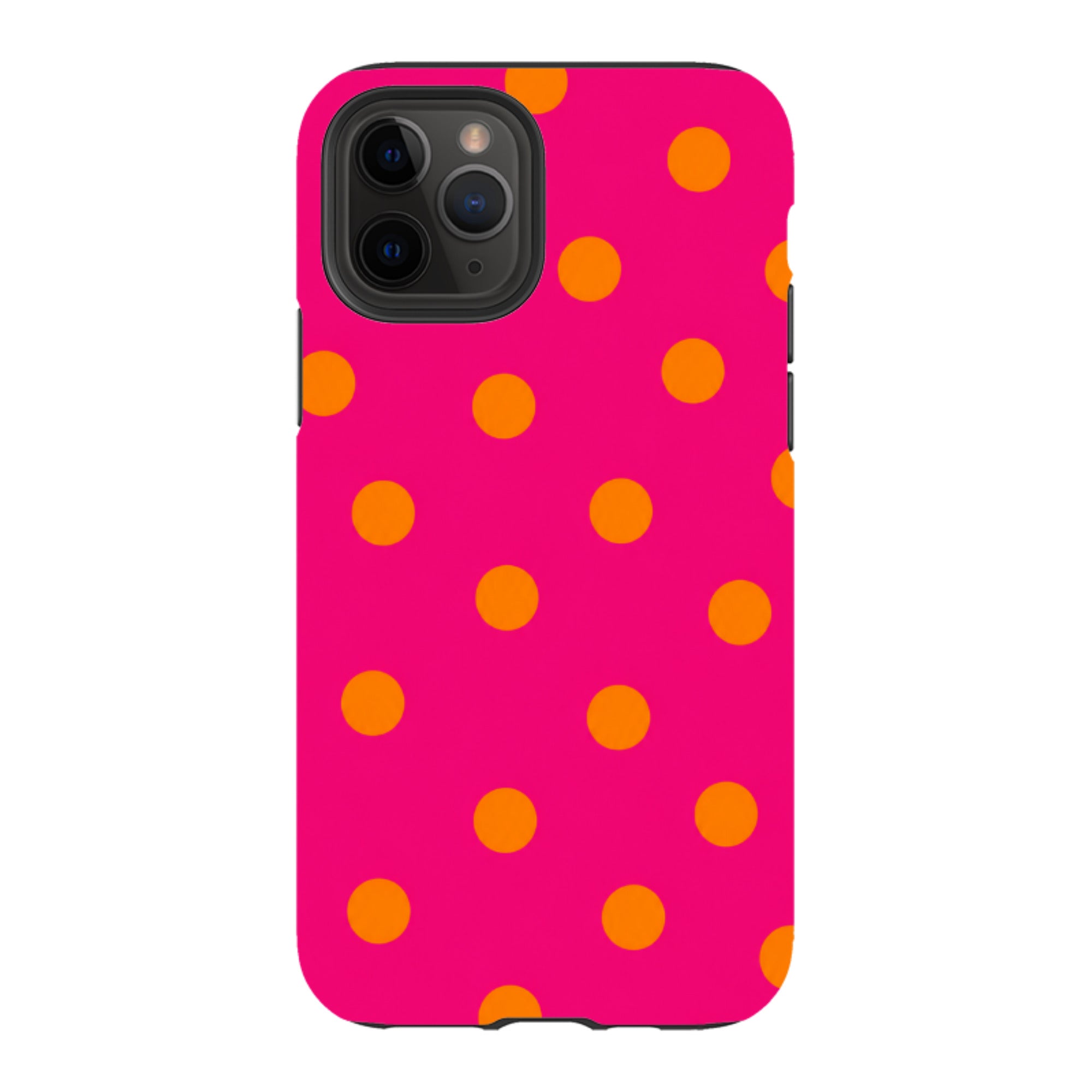 iPhone Tough Case - Hot Pink & Orange Polka Dot