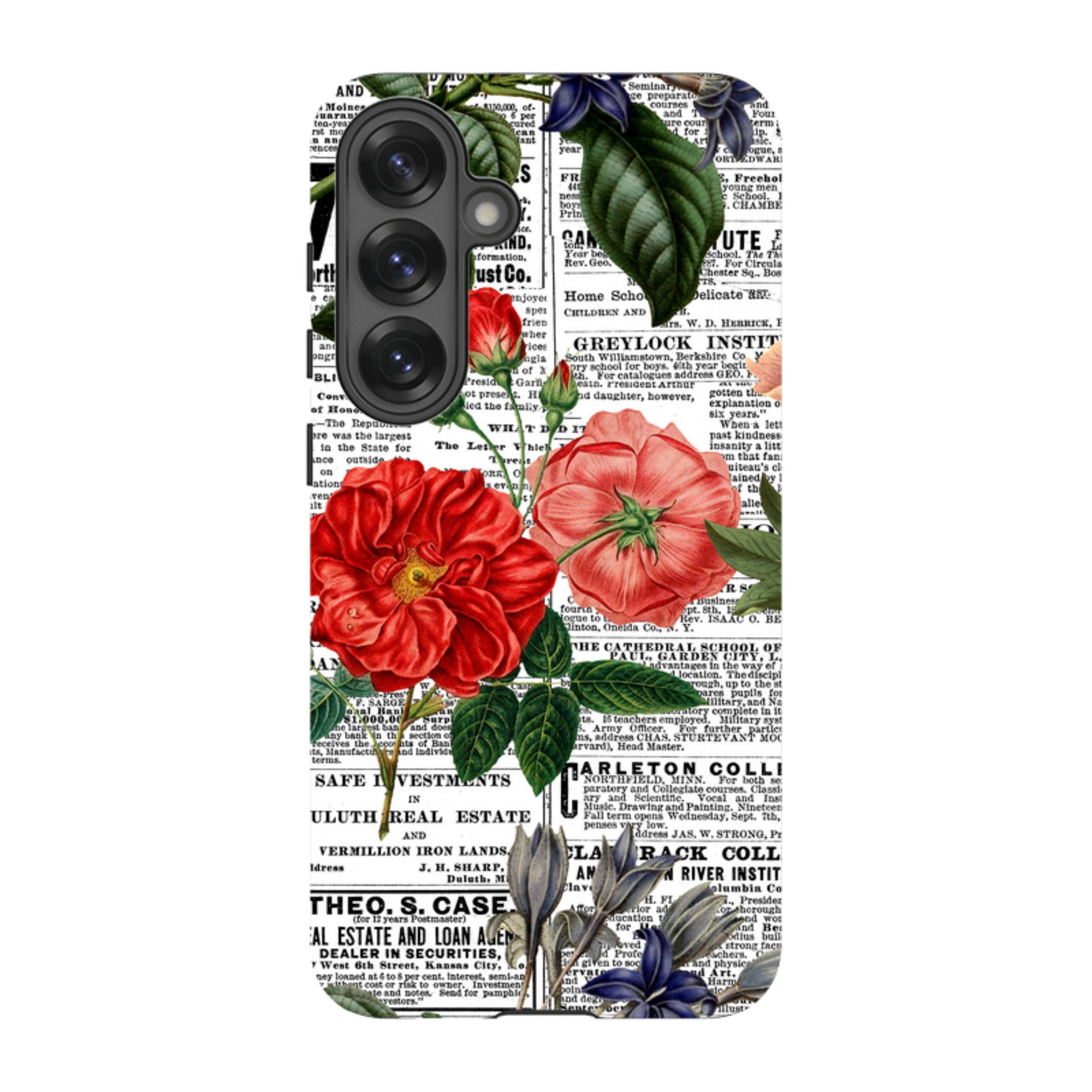 Samsung Tough Case - Floral Newsprint