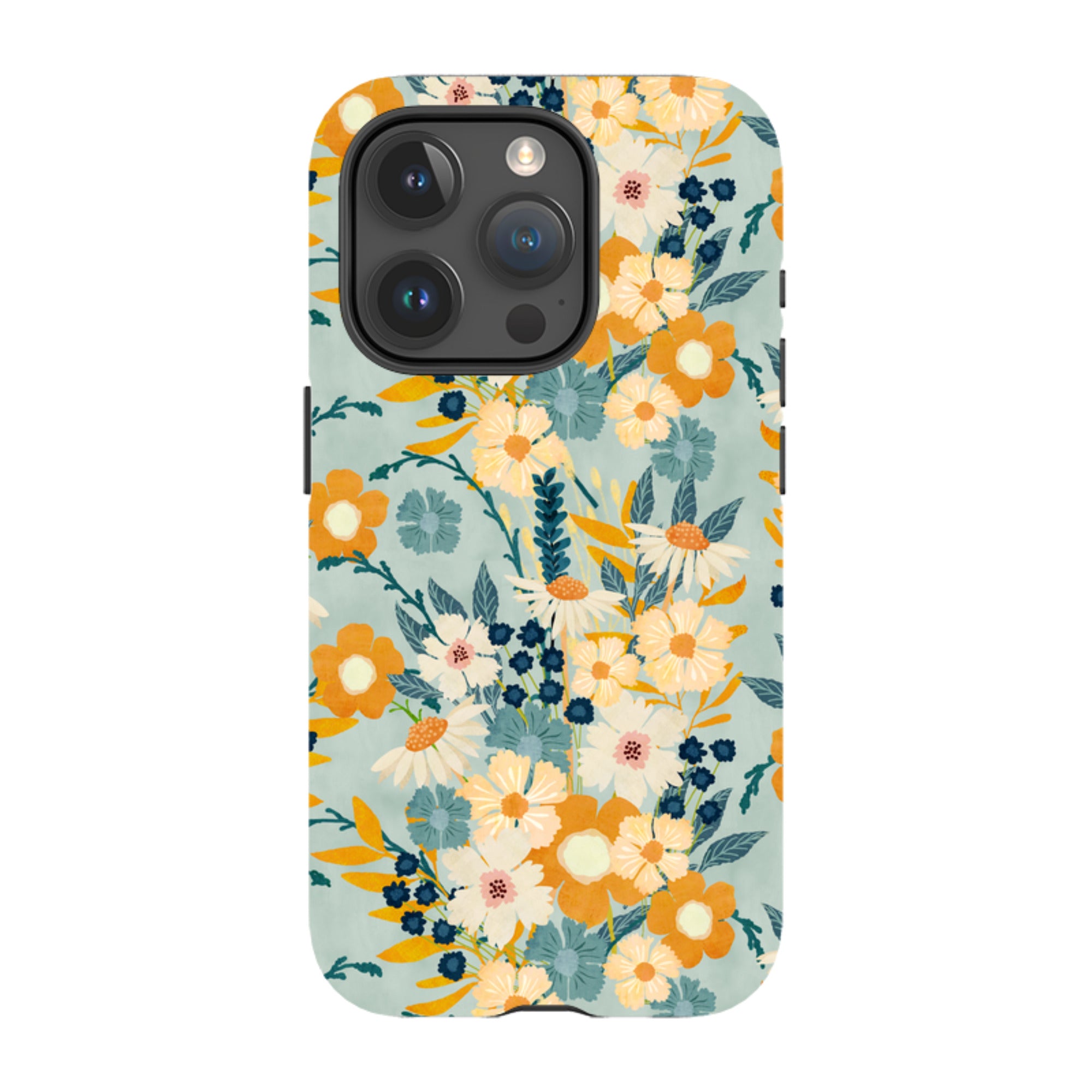 iPhone MagSafe Tough Case - Yellow And Blue Floral By Katherine Quinn