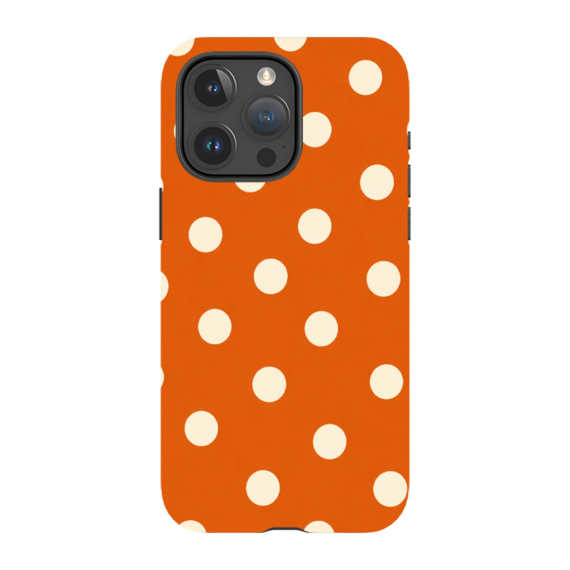 iPhone Tough Case - Orange & Cream Polka Dot