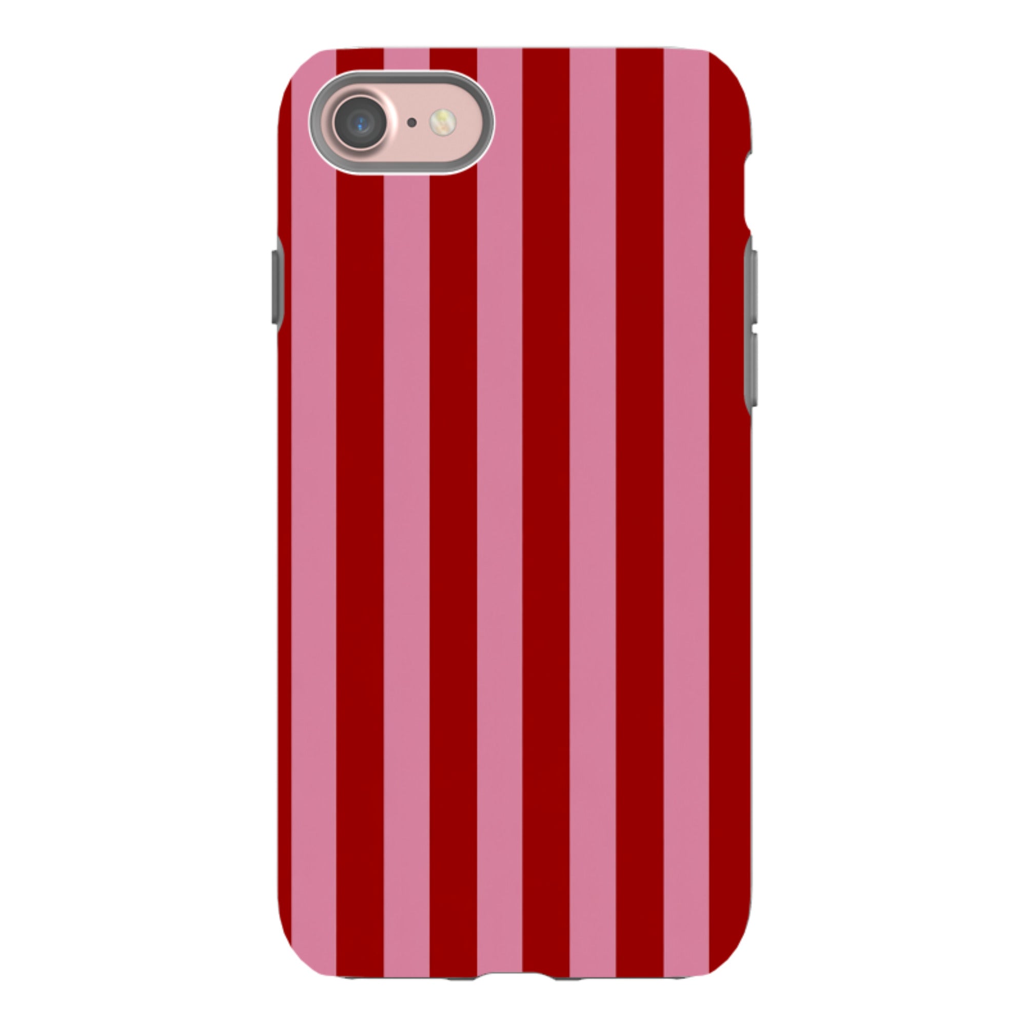 iPhone Tough Case - Burgundy & Pink Stripe