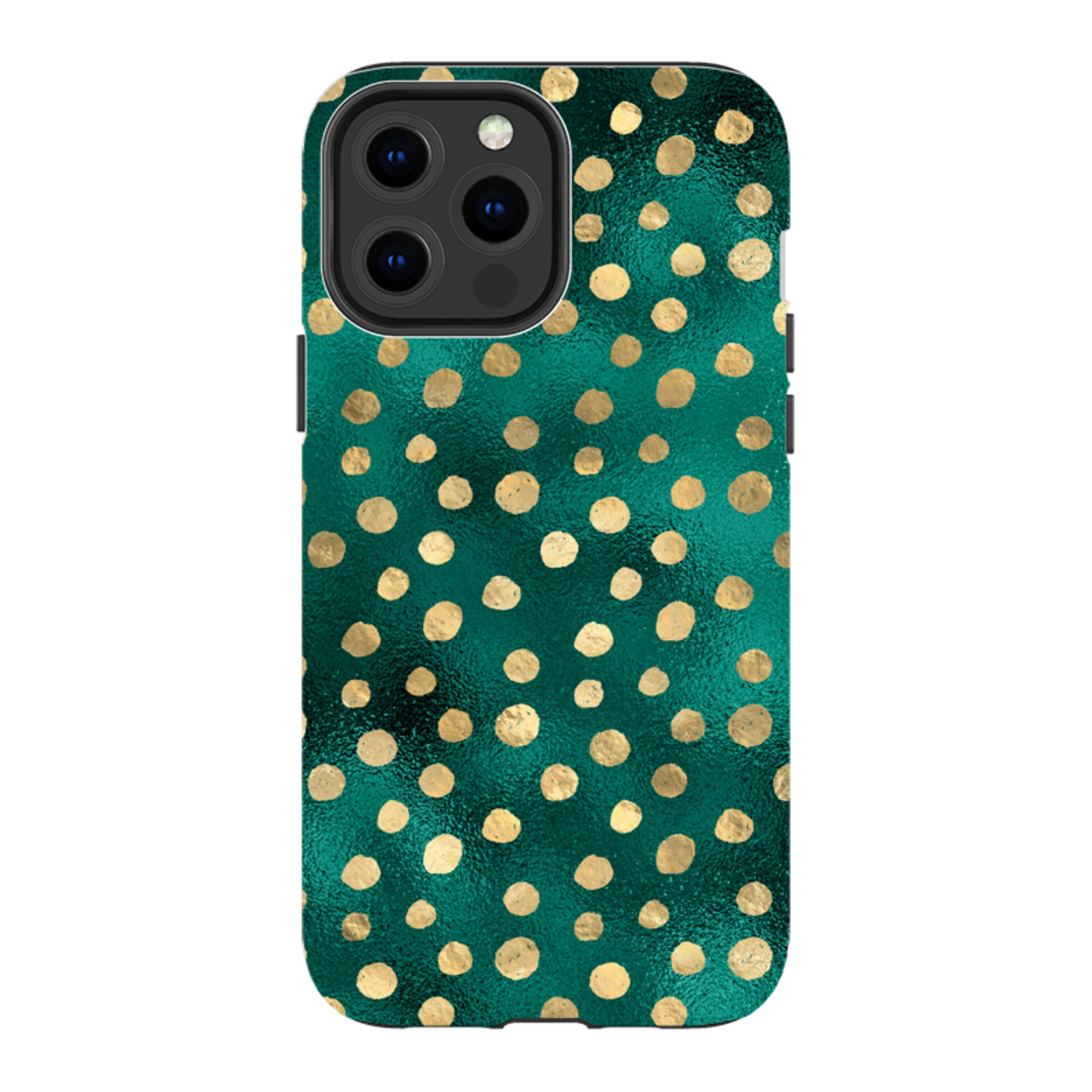 iPhone Tough Case - Forest and Gold Dots