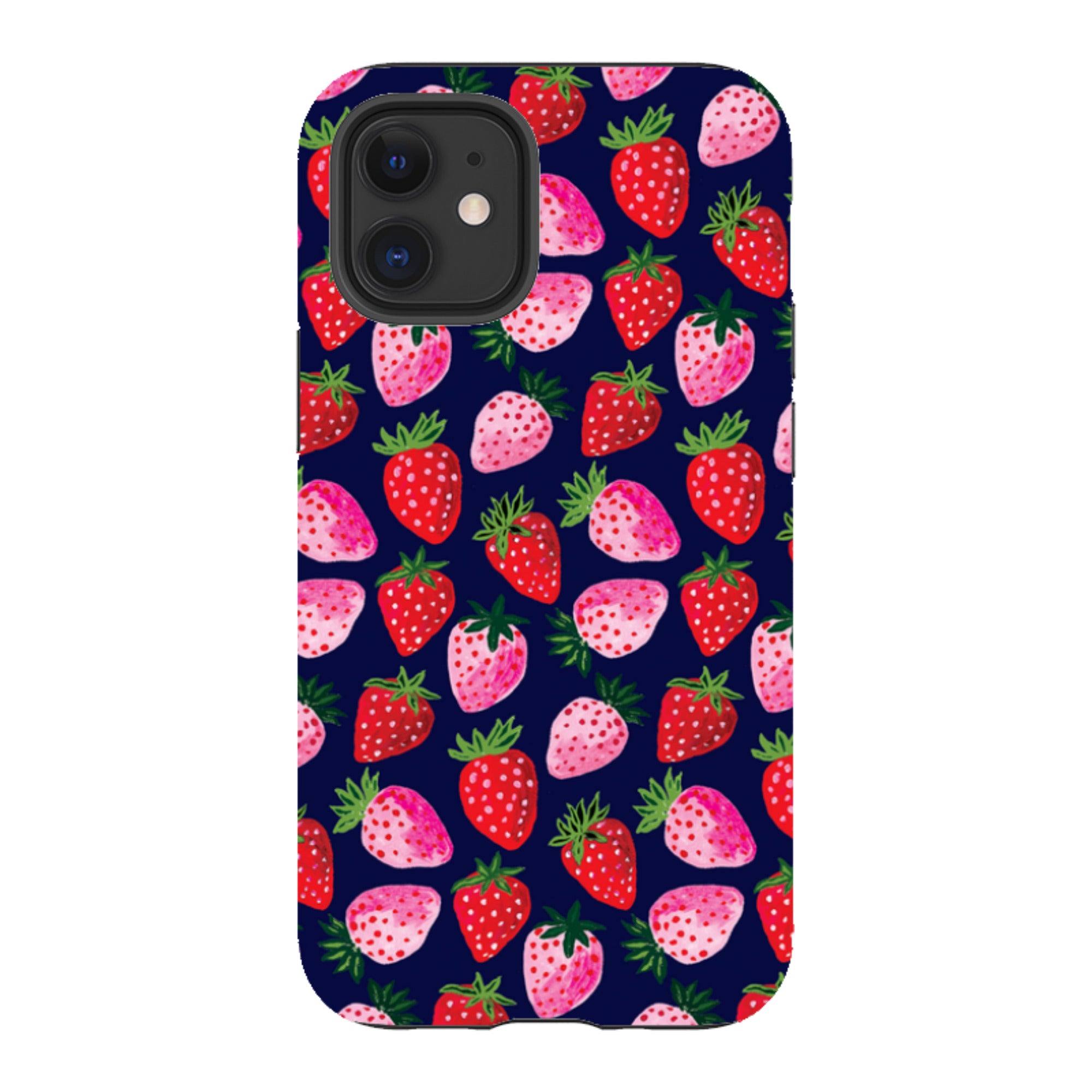 iPhone Tough Case - Strawberry Scatter Navy By Emma Frances Grant