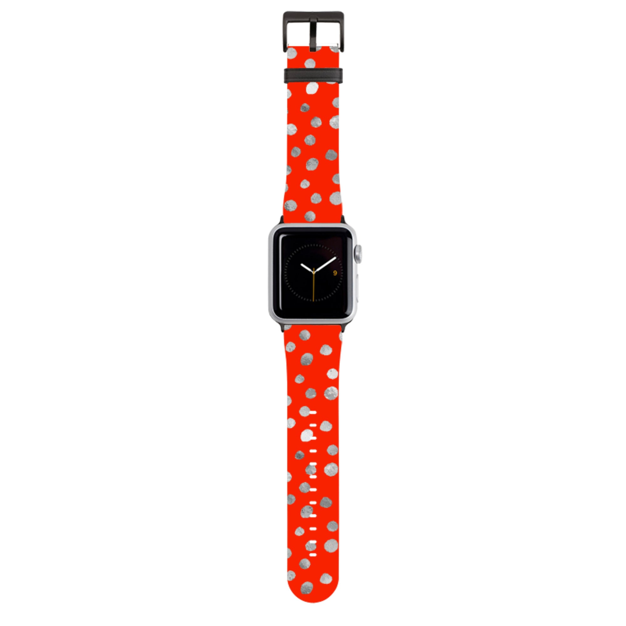 Red and Silver Dots Apple Watch Strap