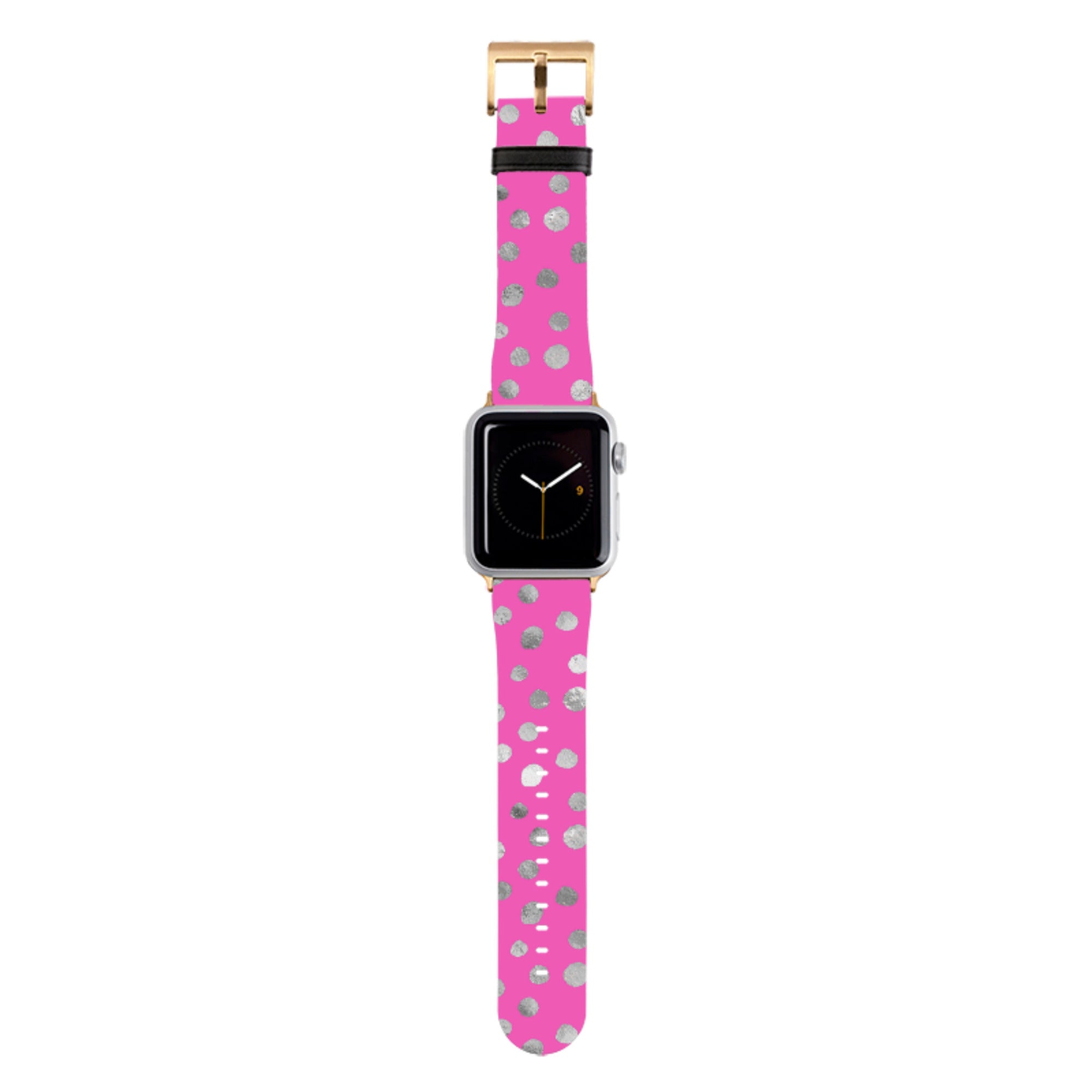 Pink and Silver Dots Apple Watch Strap
