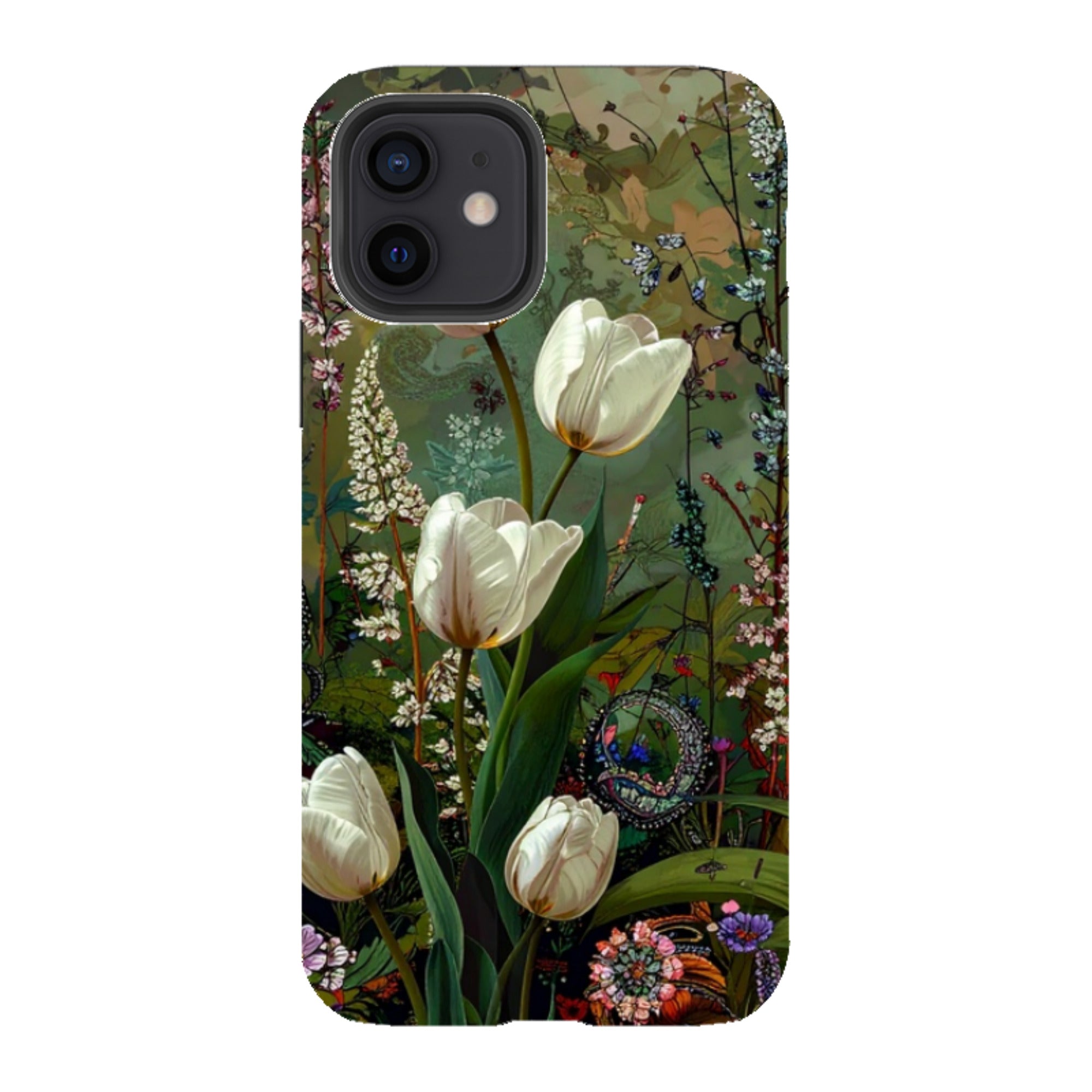 iPhone Tough Case - Green Vyne White Tulips