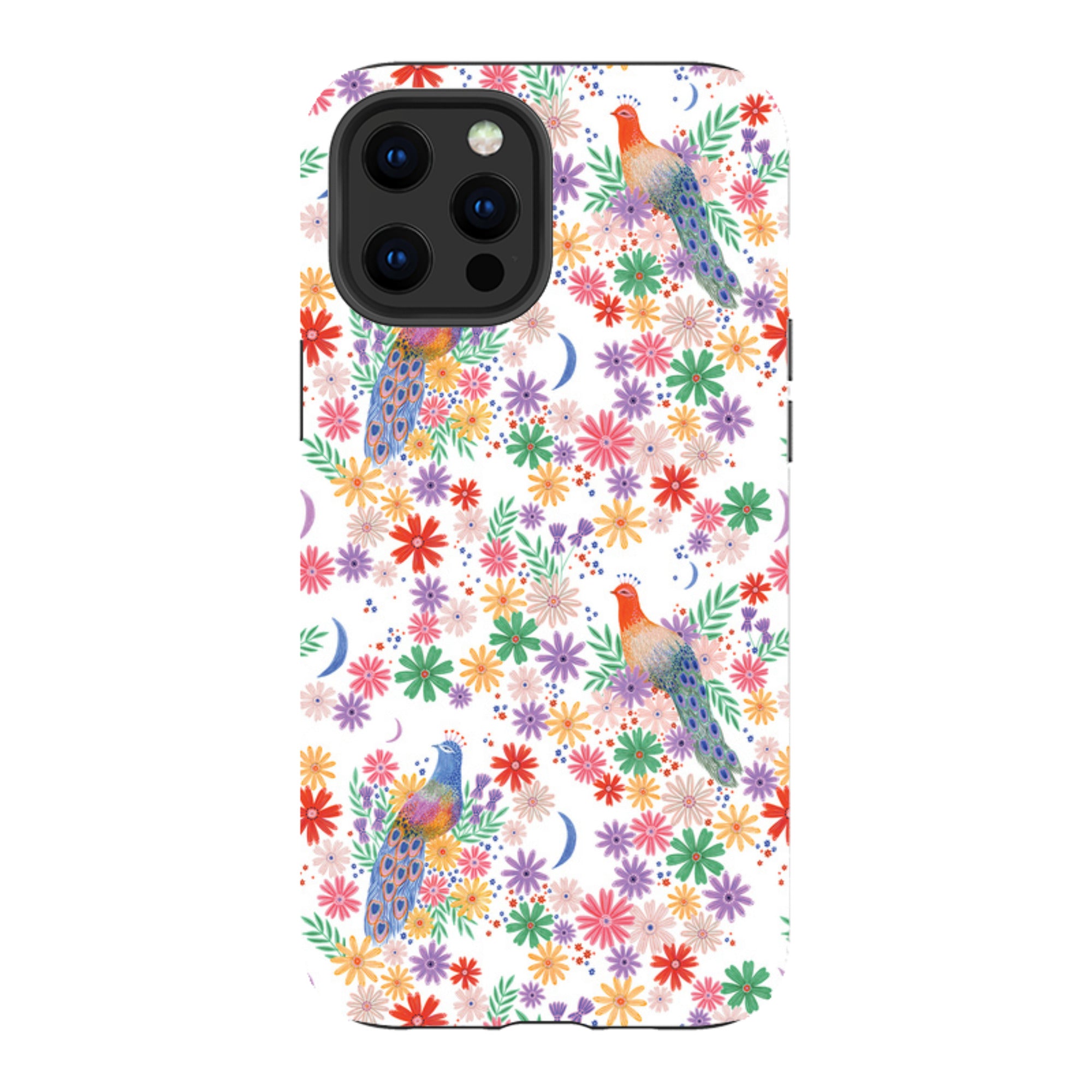iPhone Tough Case - Peacock Pattern White By Lee Foster Wilson