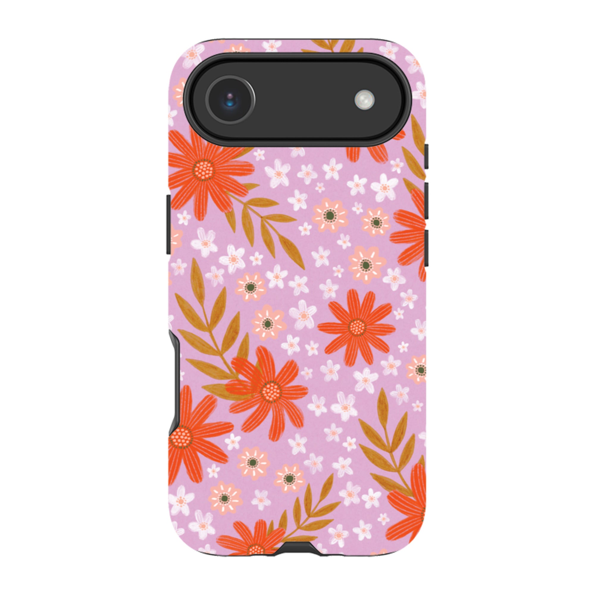 iPhone Tough Case - Lilac and Red Floral Pattern By Lee Foster Wilson