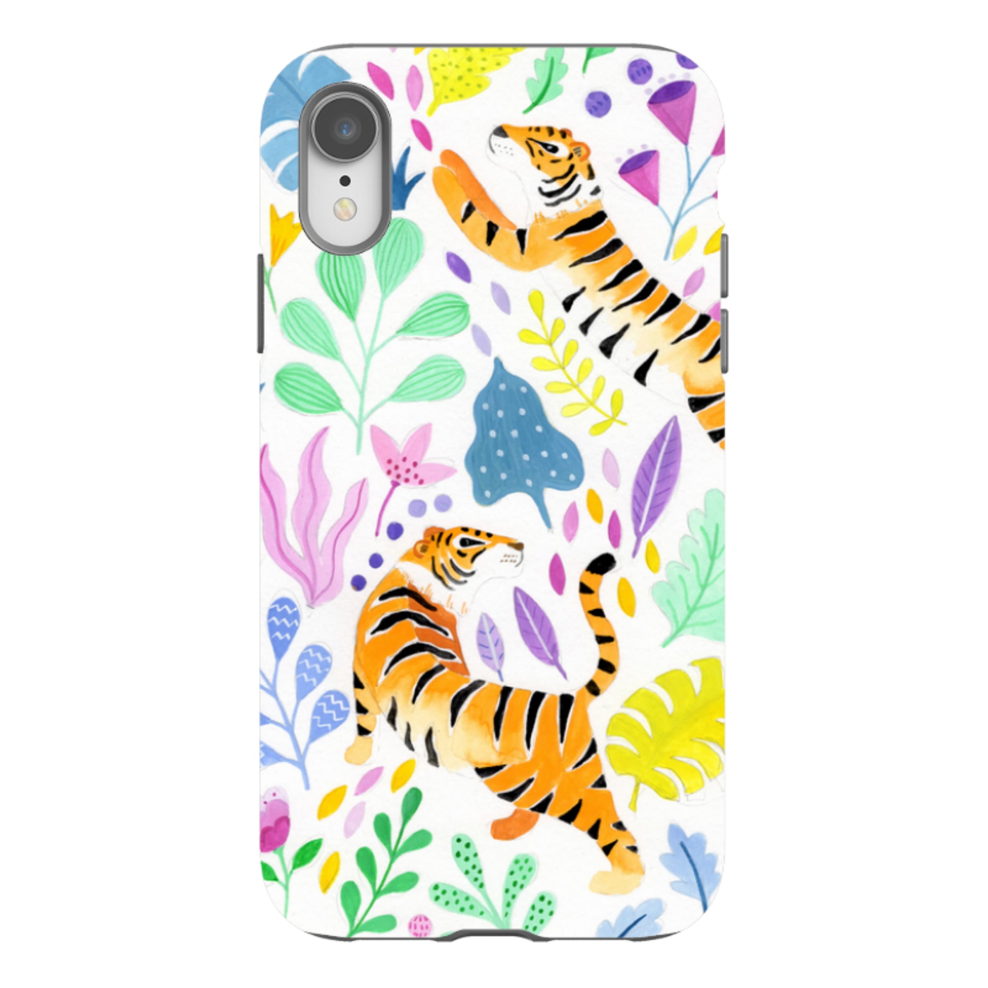 iPhone Tough Case - Tigers And Flowers By Bex Parkin