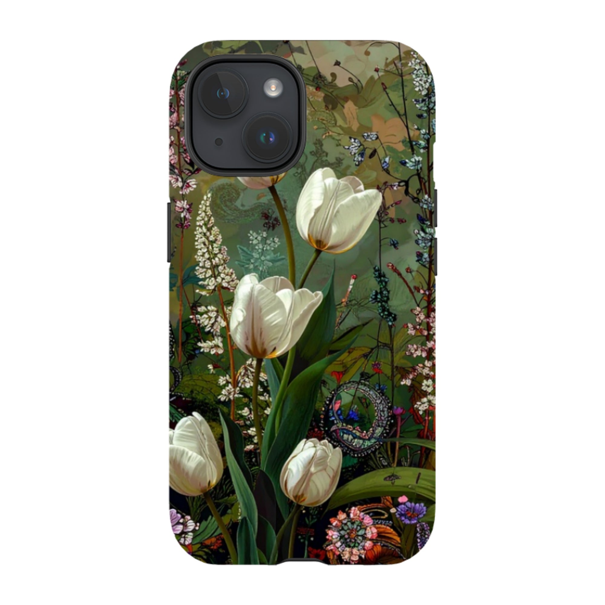 iPhone Tough Case - Green Vyne White Tulips