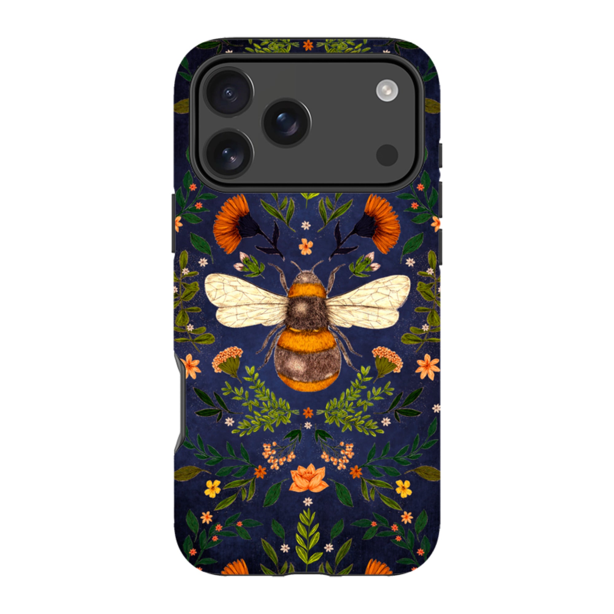 iPhone Tough Case - Botanical Bee Blue By Jade Mosinski