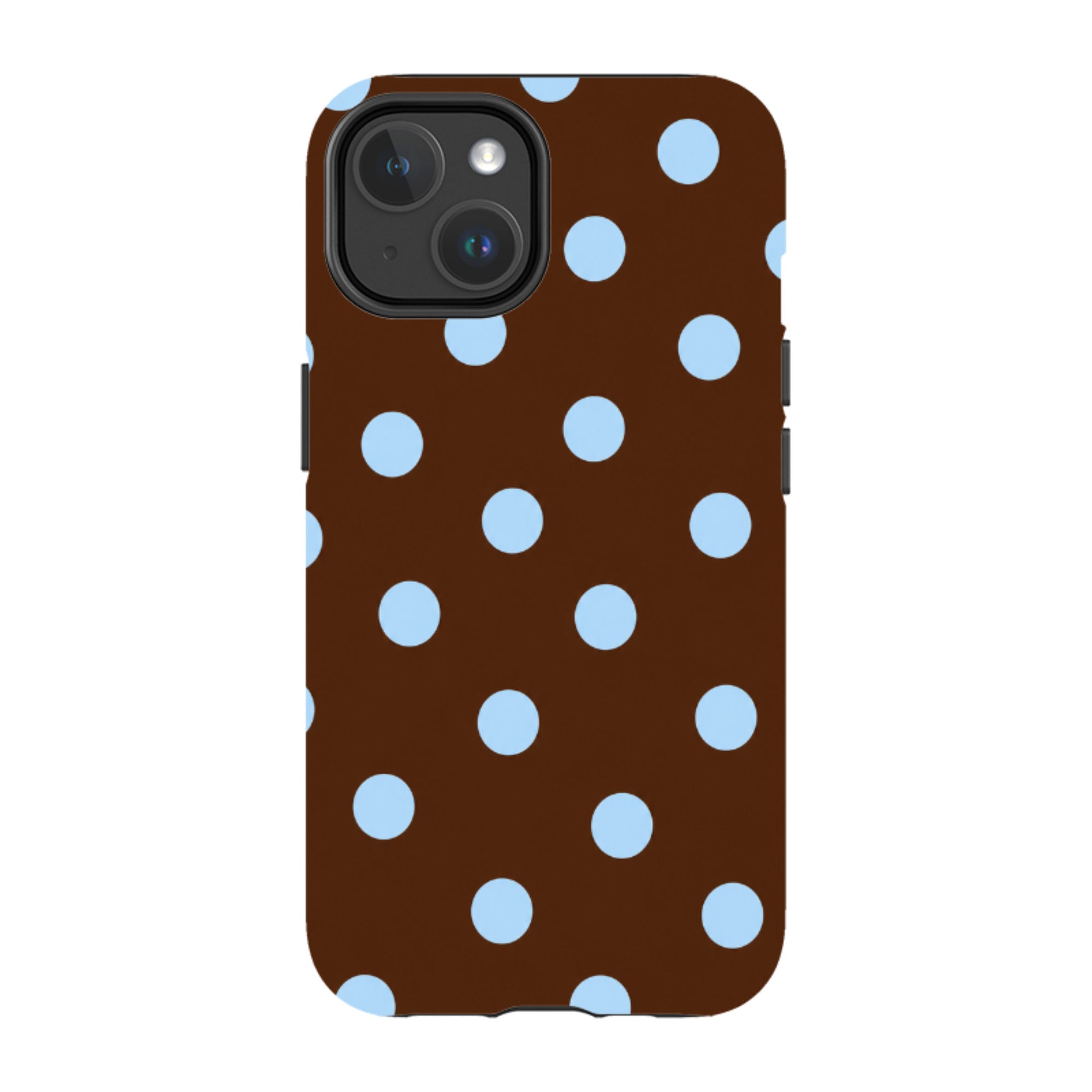 iPhone MagSafe Tough Case - Chocolate Brown & Baby Blue Polka Dot