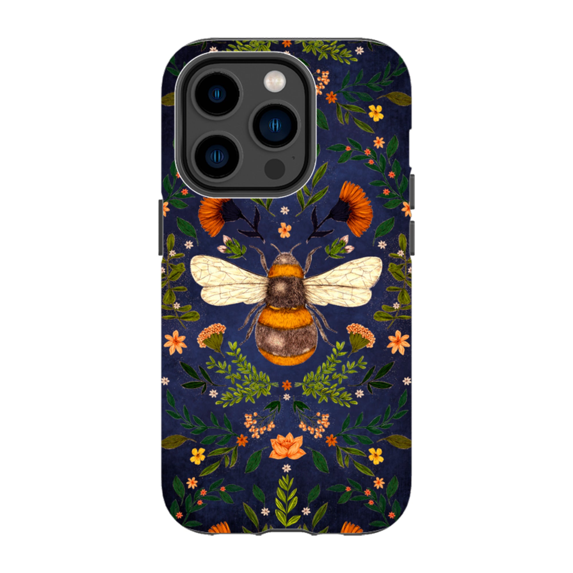 iPhone Tough Case - Botanical Bee Blue By Jade Mosinski